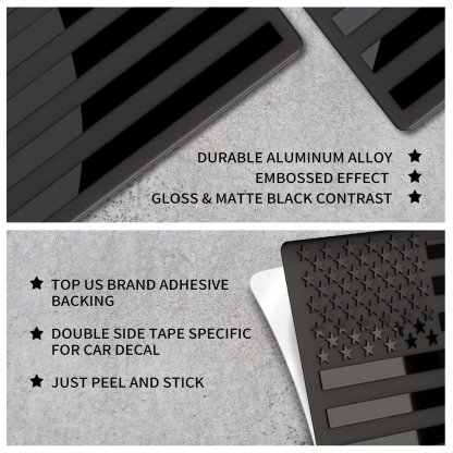 🔥Last Day 49% OFF - 3D All-Black American Flag Emblem Decal