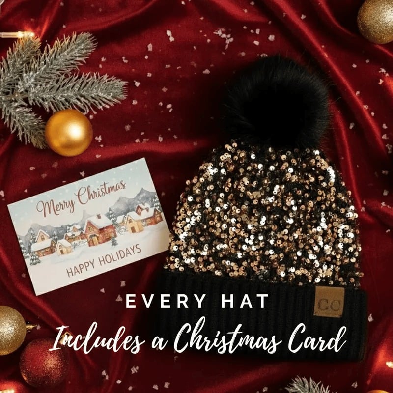 🔥Last Day 50% OFF - Sequin Fur Pom Beanie for Women