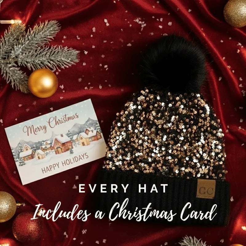 🔥Last Day 50% OFF - Sequin Fur Pom Beanie for Women