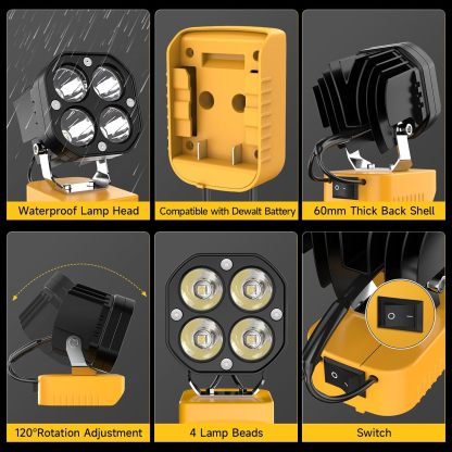 🔥LAST DAY 50% OFF - 🛠️💡LED Work Light Compatible with Milwaukee 18V Battery/Dewalt 18V&20V Battery