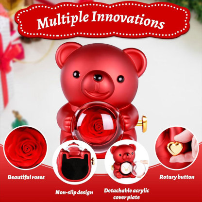 2026 Hug Bear Flip Surprise Rose Jewelry Box