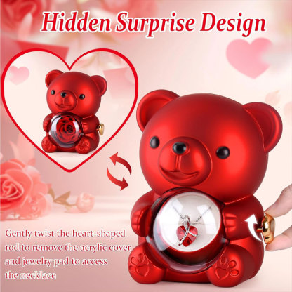 2026 Hug Bear Flip Surprise Rose Jewelry Box