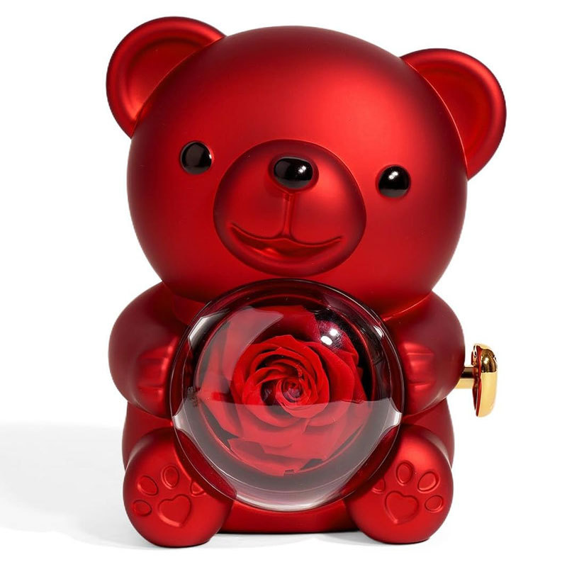 2026 Hug Bear Flip Surprise Rose Jewelry Box