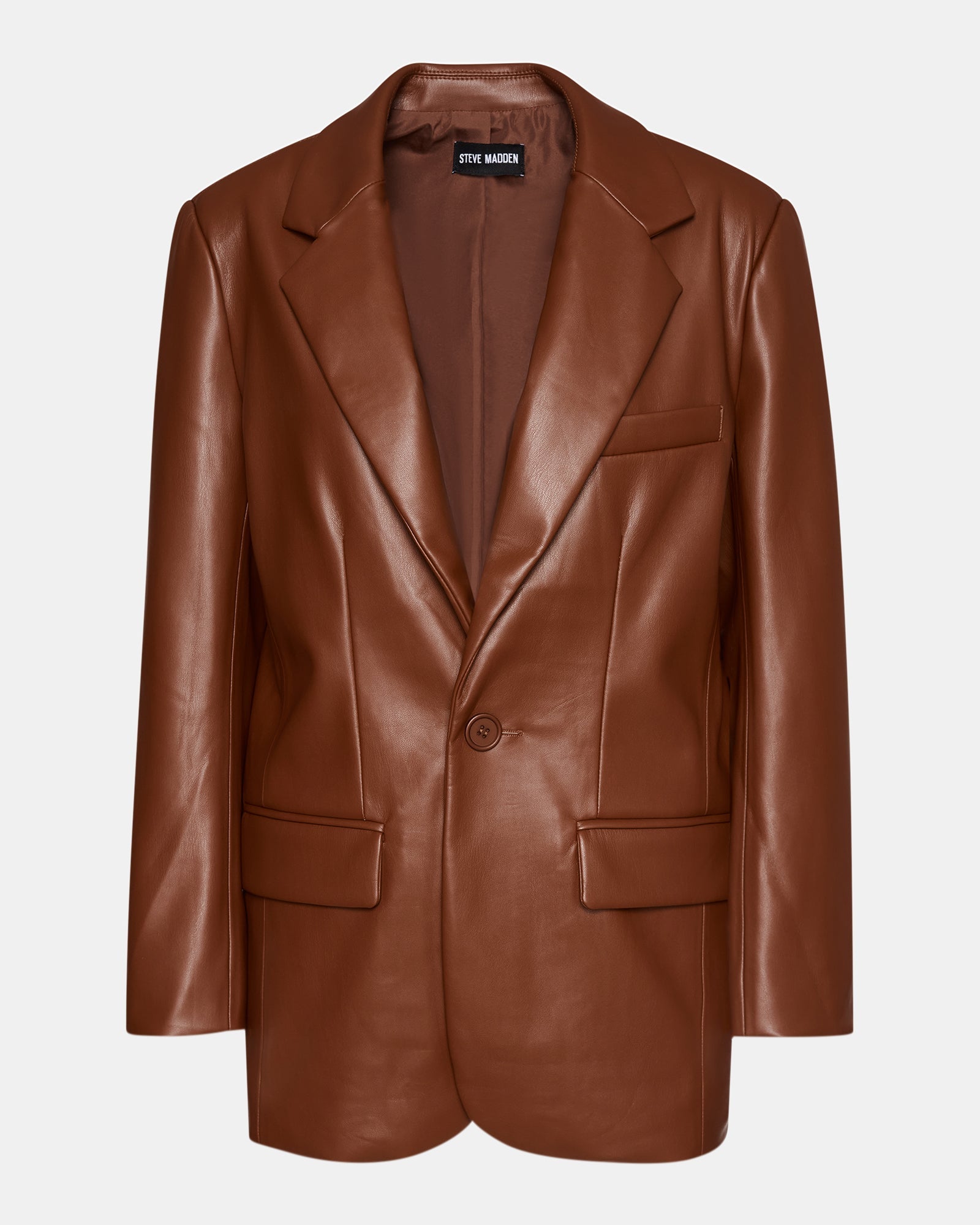 IMAAN FAUX LEATHER BLAZER COGNAC - SM REBOOTED-Cool A Warm