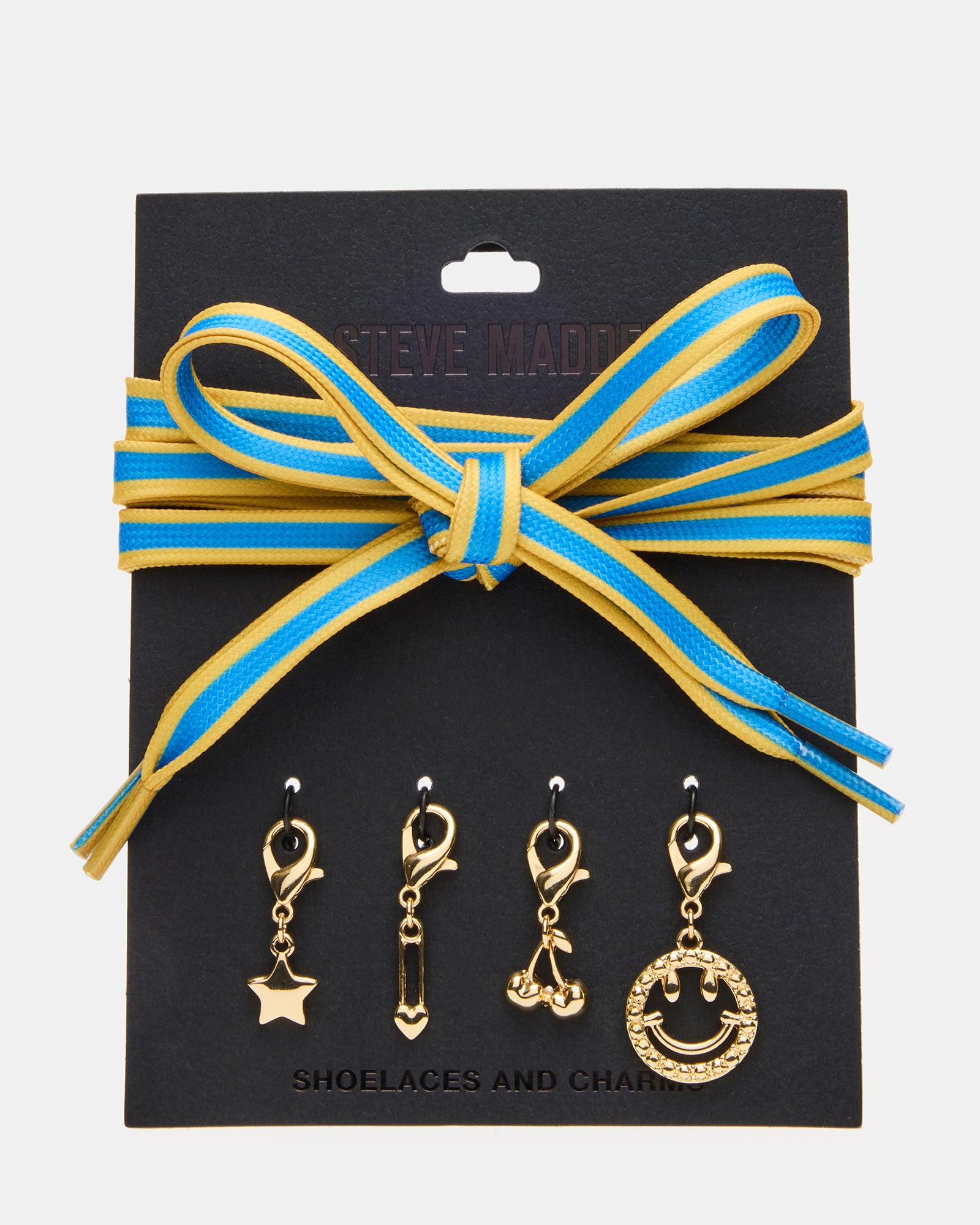 SHOE LACES AND CHARMS BLUE/YELLOW-Cool A Warm