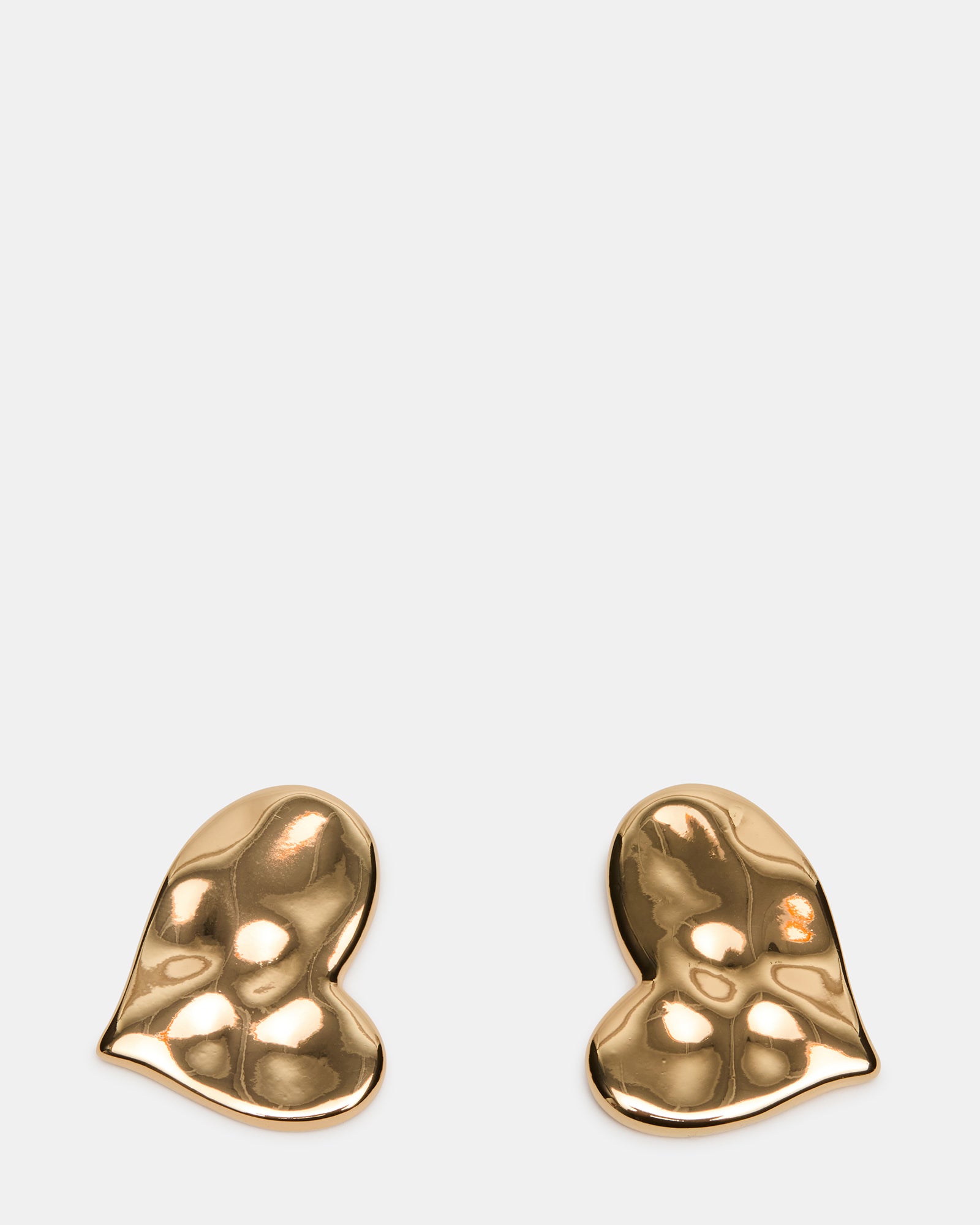 TEXTURED HEART STUD EARRINGS GOLD-Cool A Warm