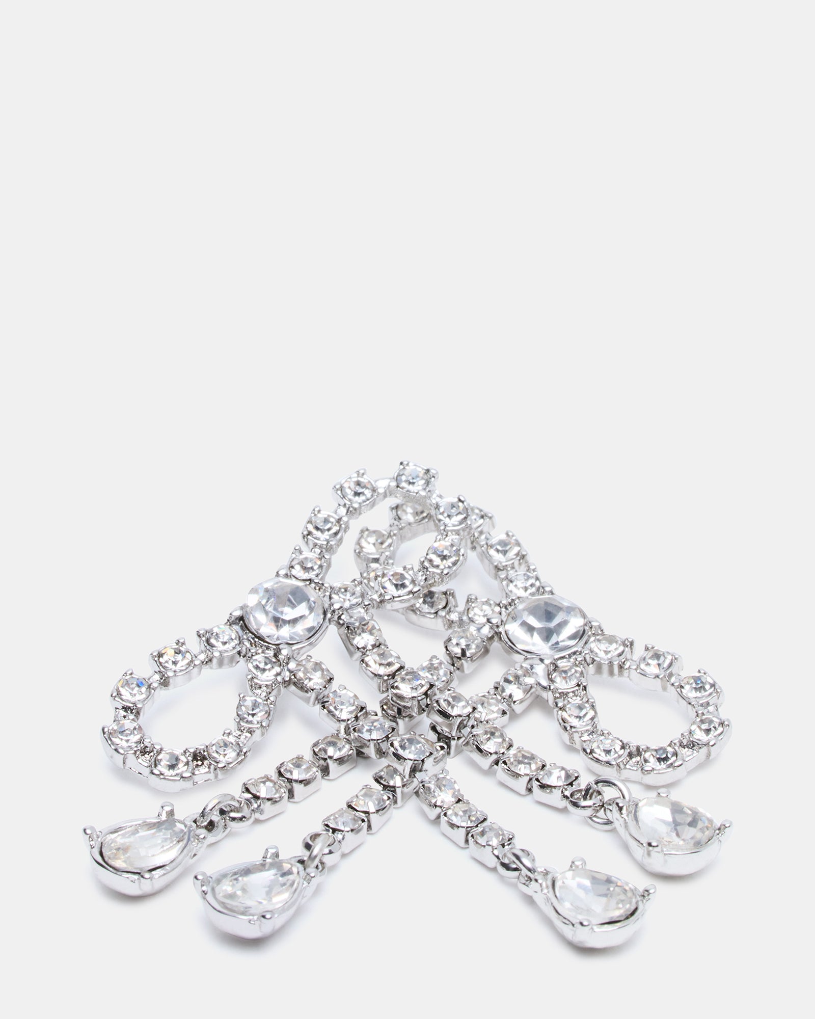 RHINESTONE BOW EARRINGS SILVER-Cool A Warm