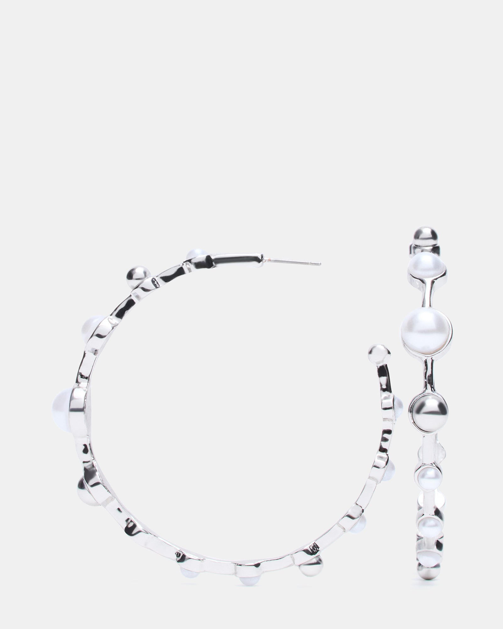 PEARL HOOP EARRINGS SILVER-Cool A Warm