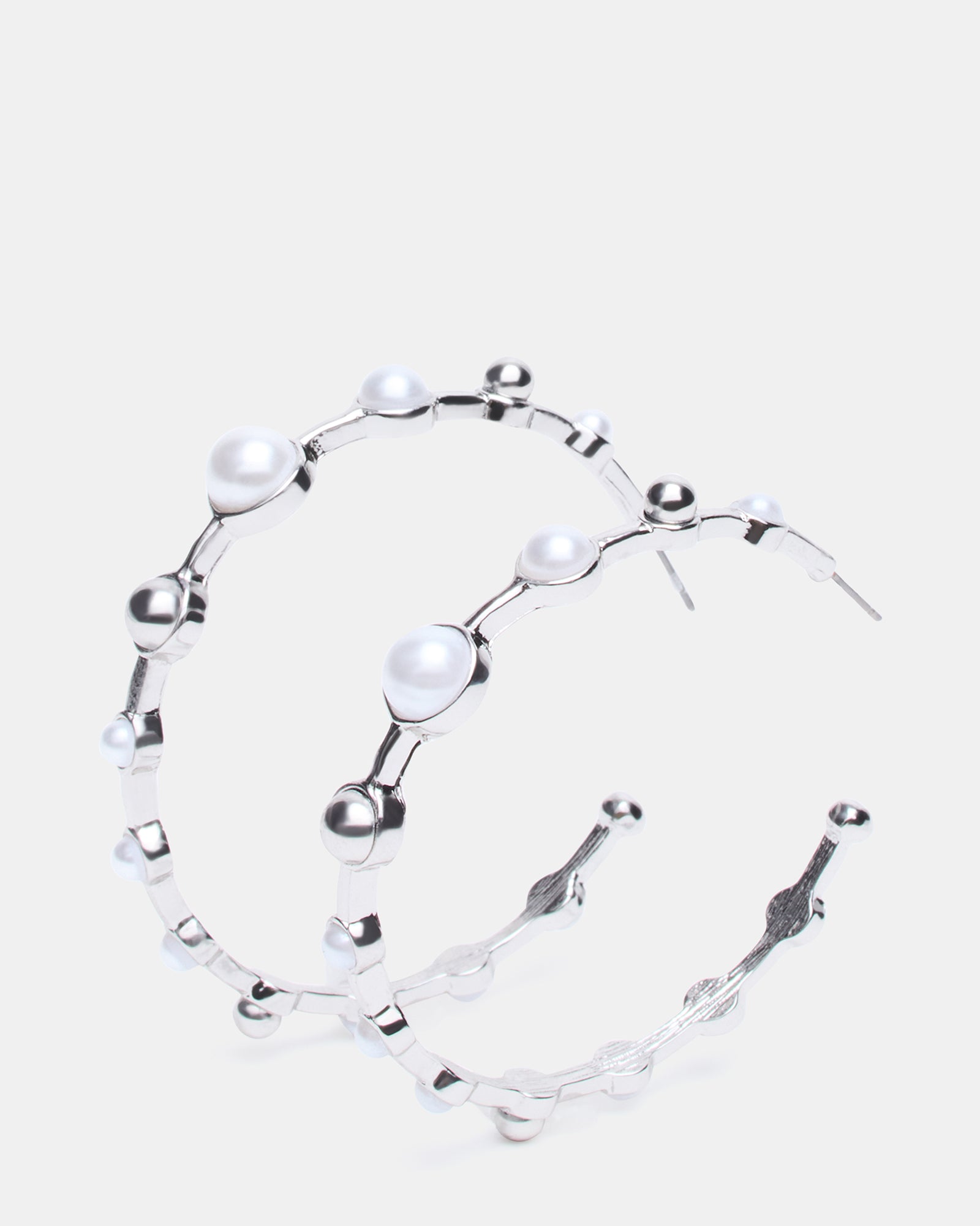 PEARL HOOP EARRINGS SILVER-Cool A Warm