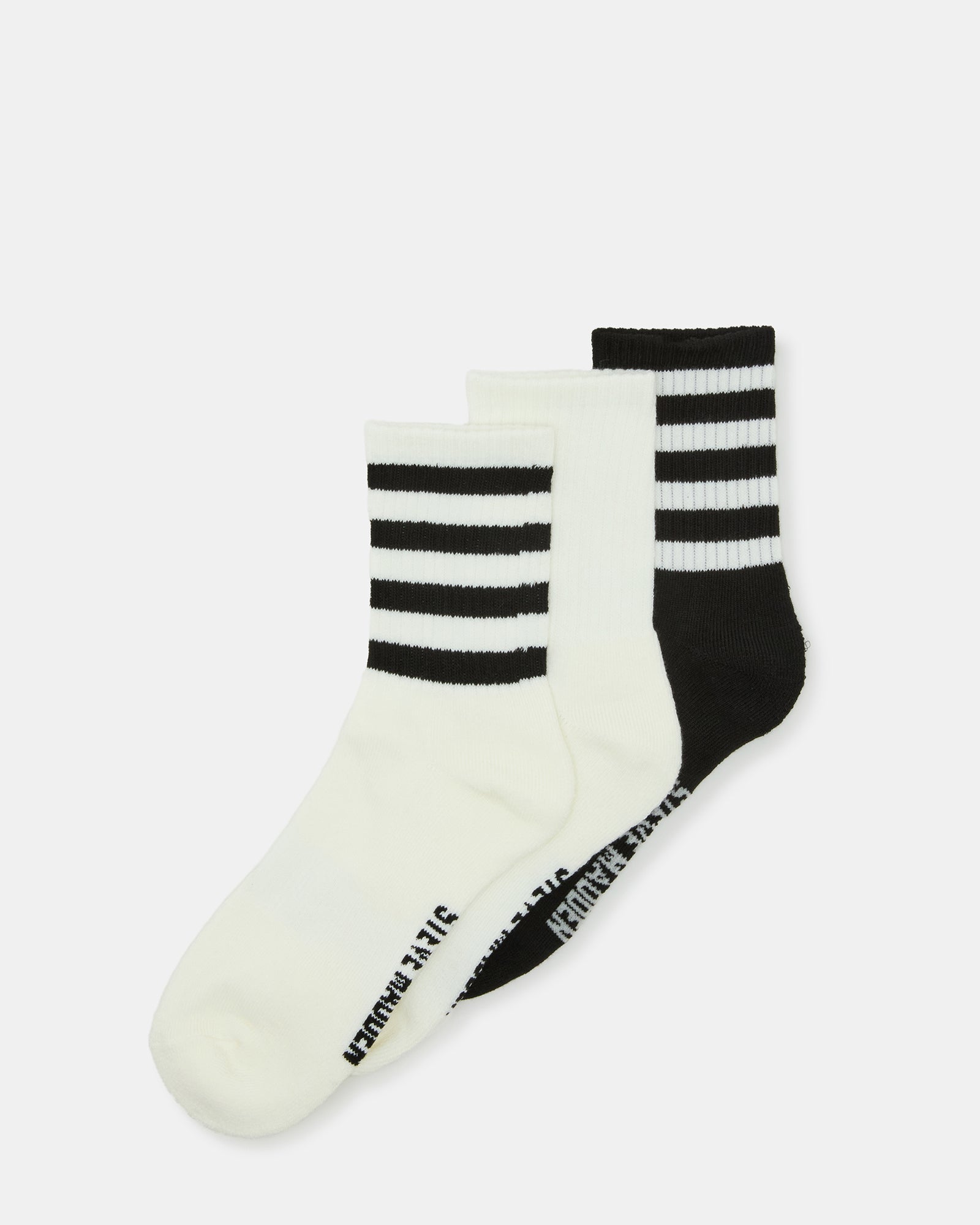 3 PACK STRIPED CREW SOCKS IVORY-Cool A Warm