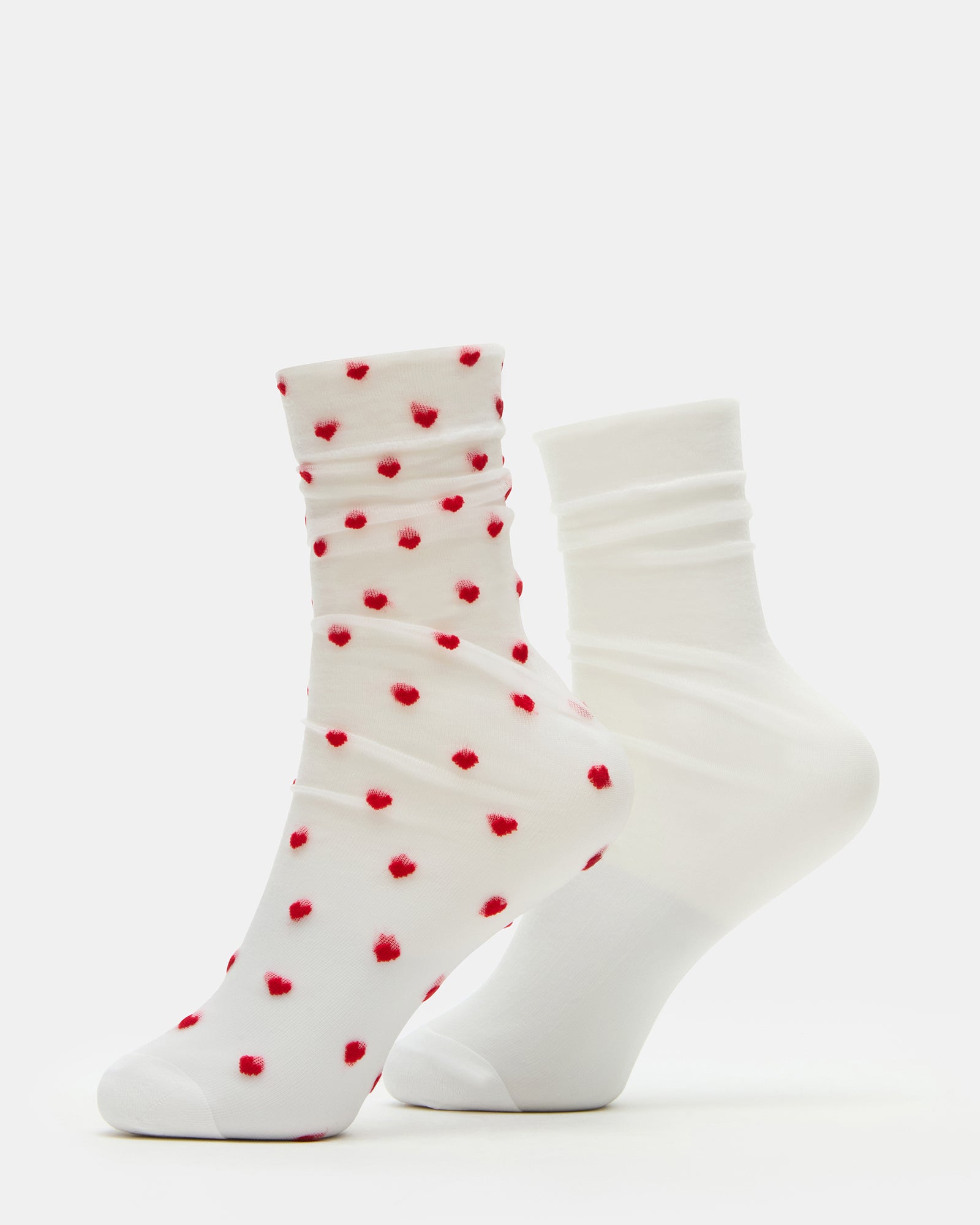 2 PACK HEART SOCKS SHEER WHITE-Cool A Warm