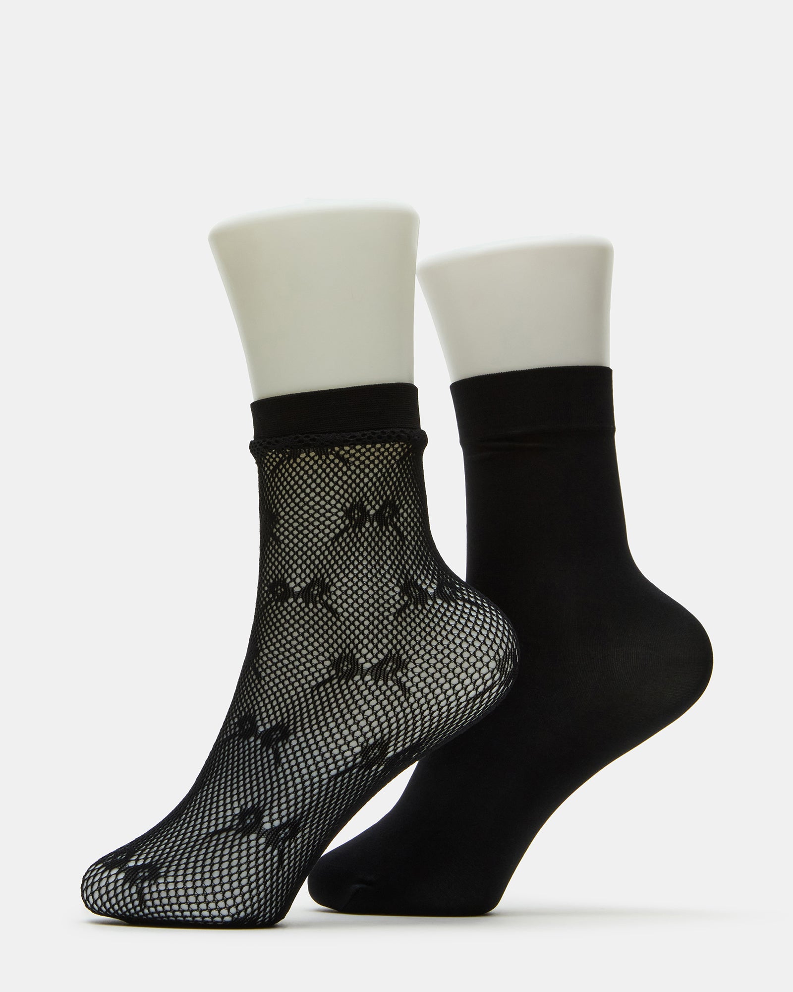 2 PACK BOW FISHNET ANKLET SOCKS BLACK-Cool A Warm