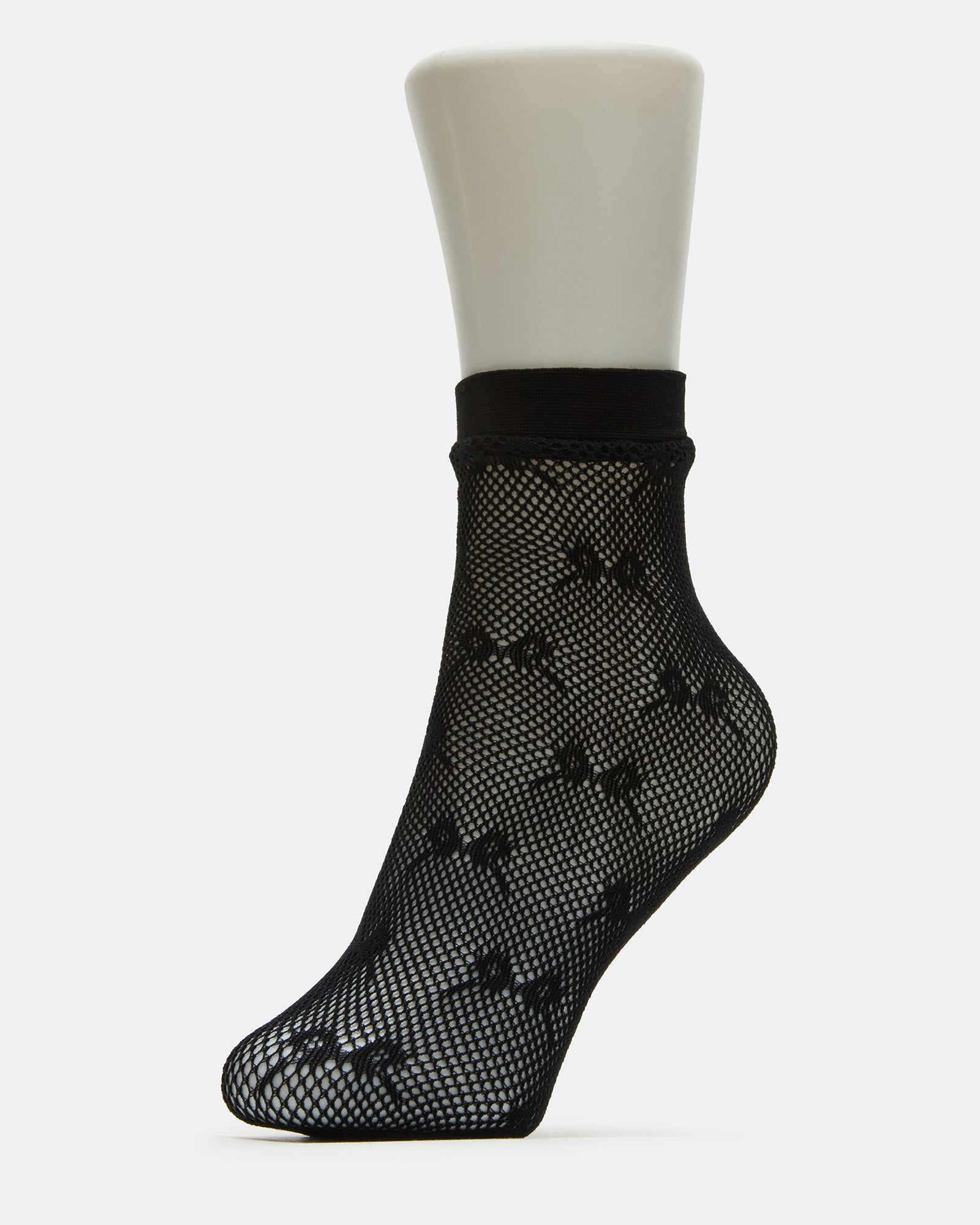 2 PACK BOW FISHNET ANKLET SOCKS BLACK-Cool A Warm