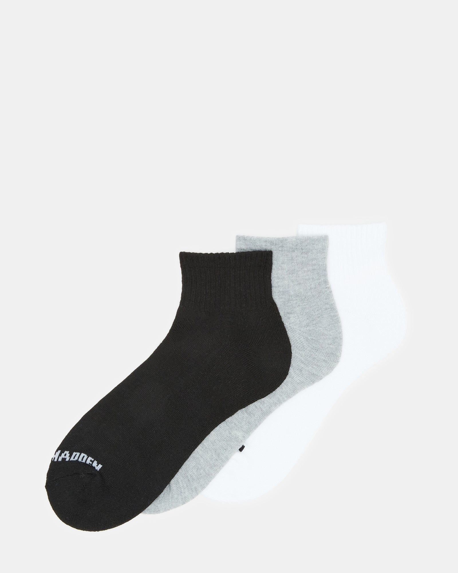 SPORT CUSHION QUARTER SOCKS BLACK/WHITE-Cool A Warm