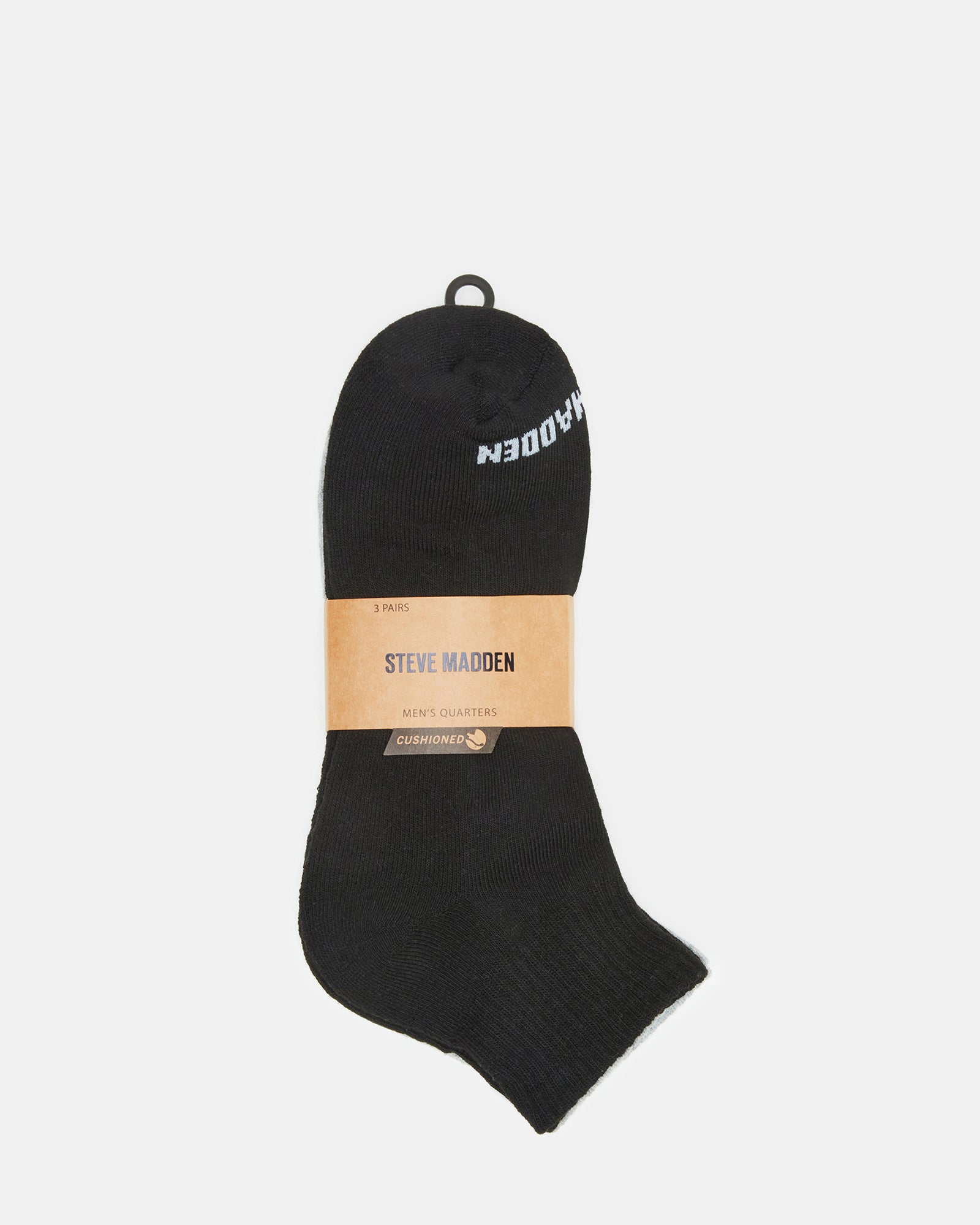 SPORT CUSHION QUARTER SOCKS BLACK/WHITE-Cool A Warm