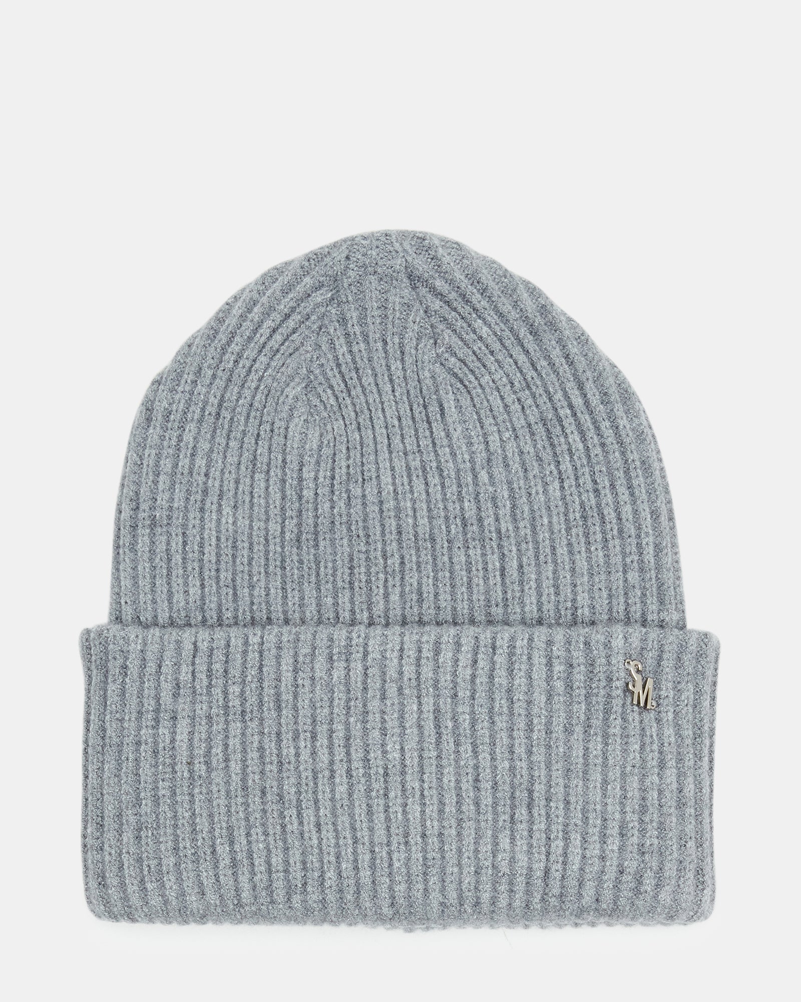 DOUBLE LAYER RIBBED KNIT BEANIE GREY-Cool A Warm