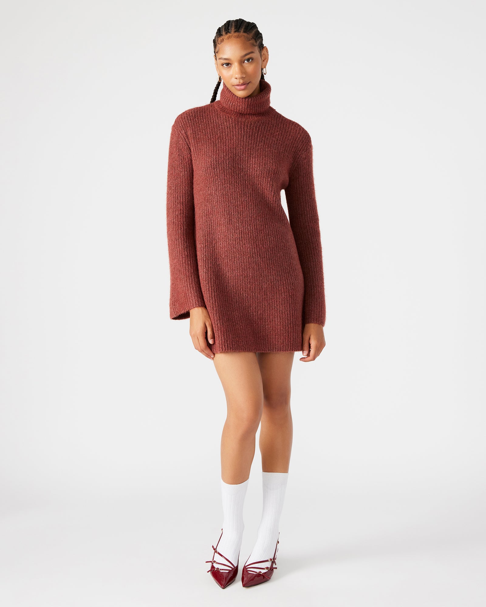 ABBIE SWEATER DRESS RUST-Cool A Warm