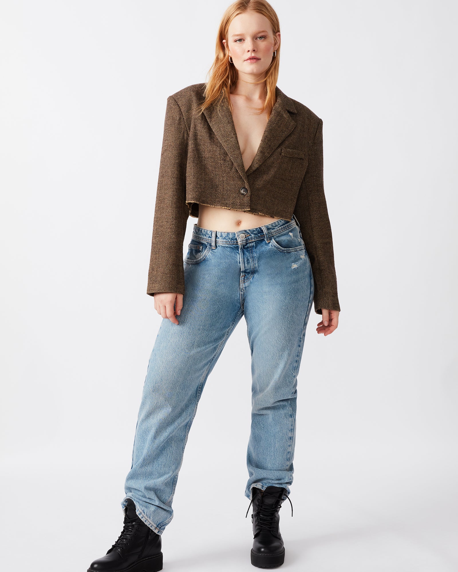 RUPI CROPPED BLAZER BROWN-Cool A Warm