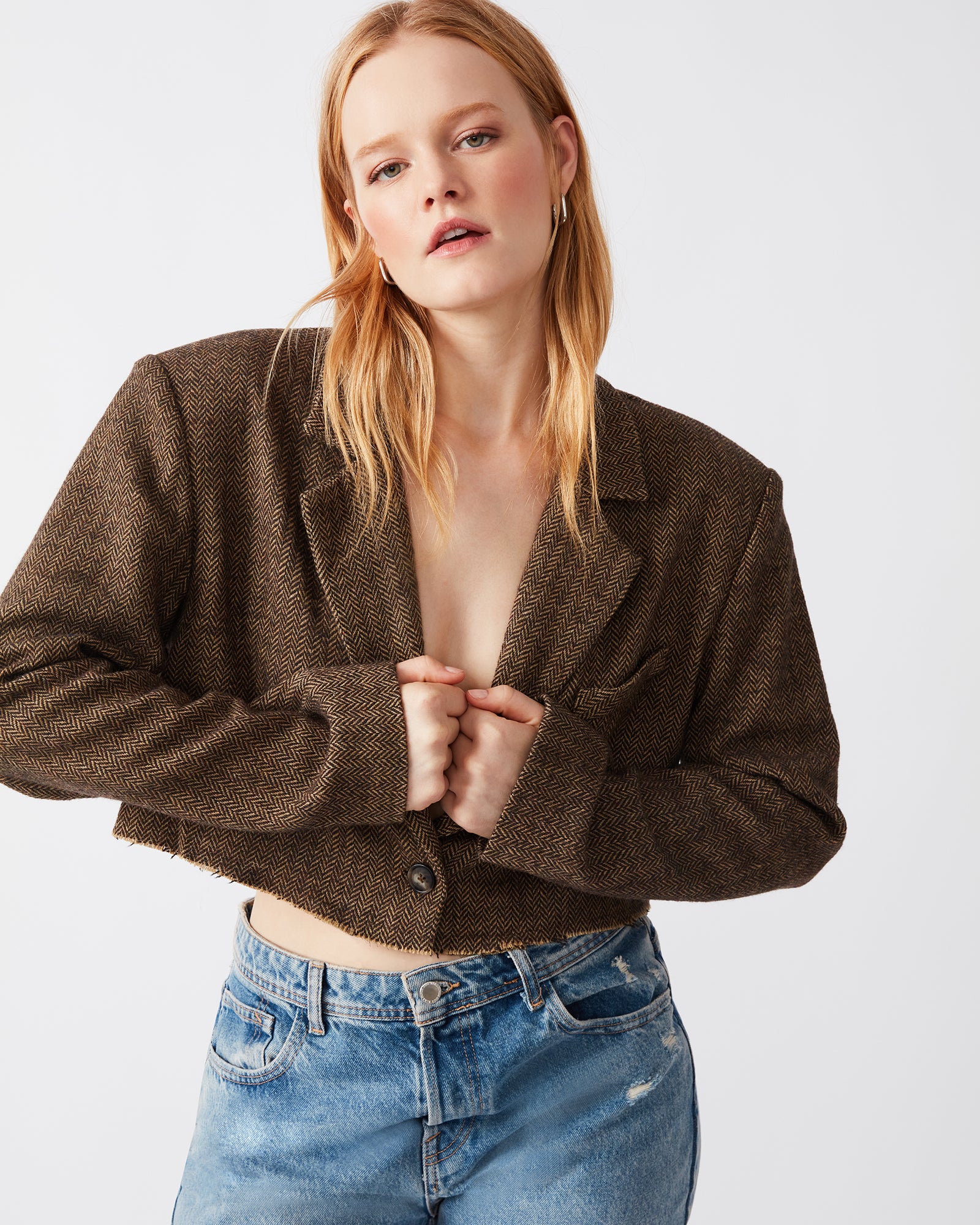 RUPI CROPPED BLAZER BROWN-Cool A Warm