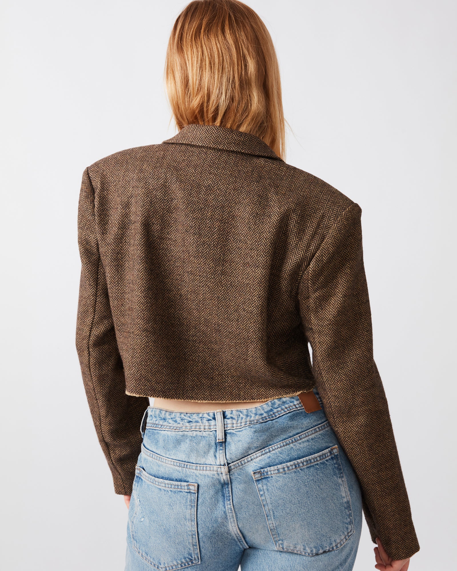 RUPI CROPPED BLAZER BROWN-Cool A Warm