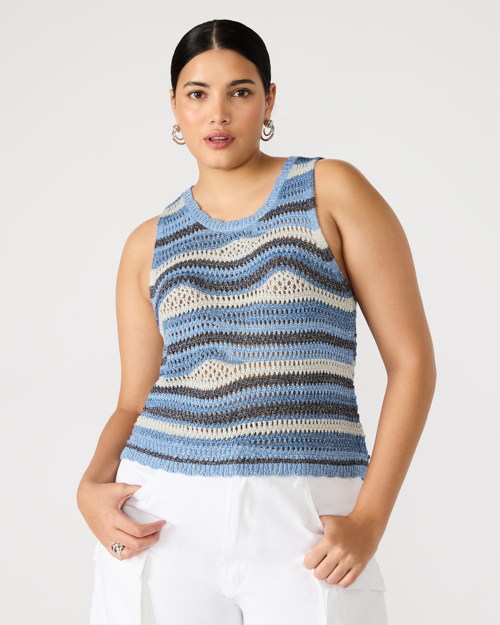 HANNAH TOP BLUE MULTI-Cool A Warm