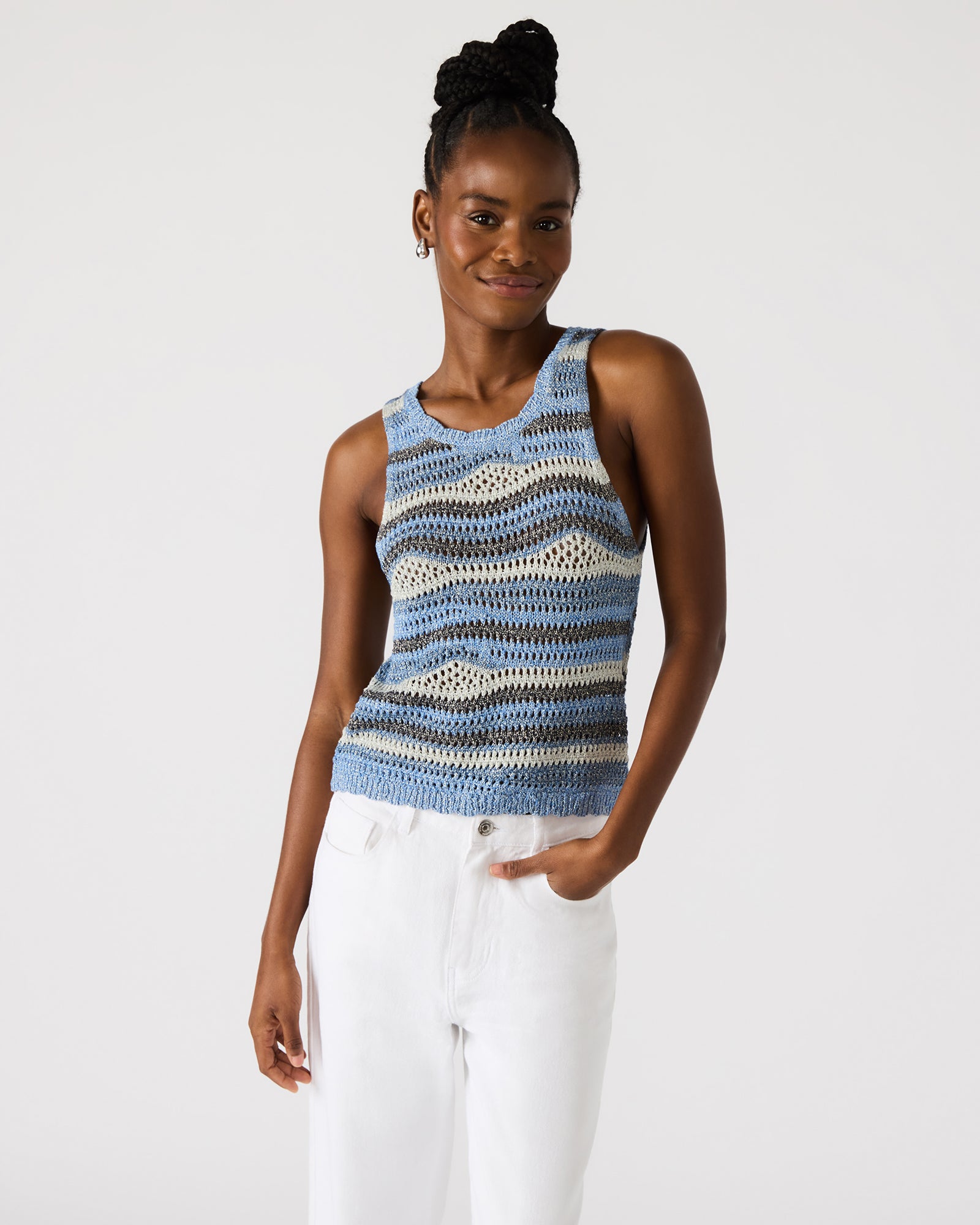 HANNAH TOP BLUE MULTI-Cool A Warm