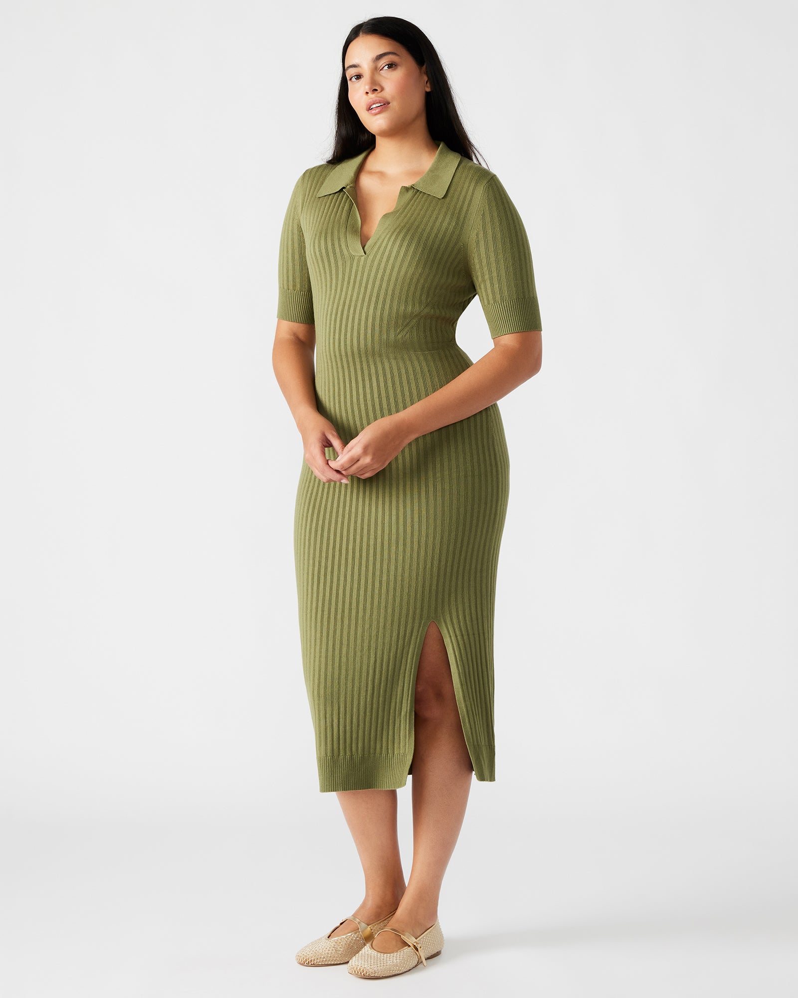LINDY DRESS OLIVE-Cool A Warm