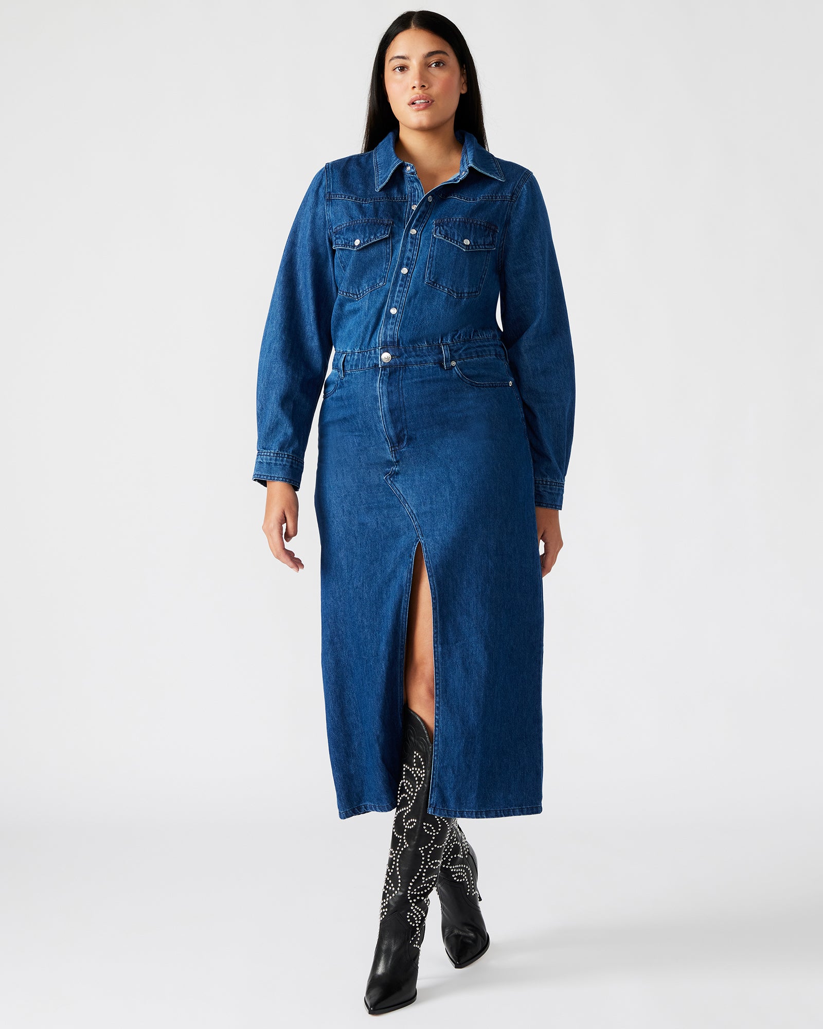 DAKODA DENIM DRESS-Cool A Warm