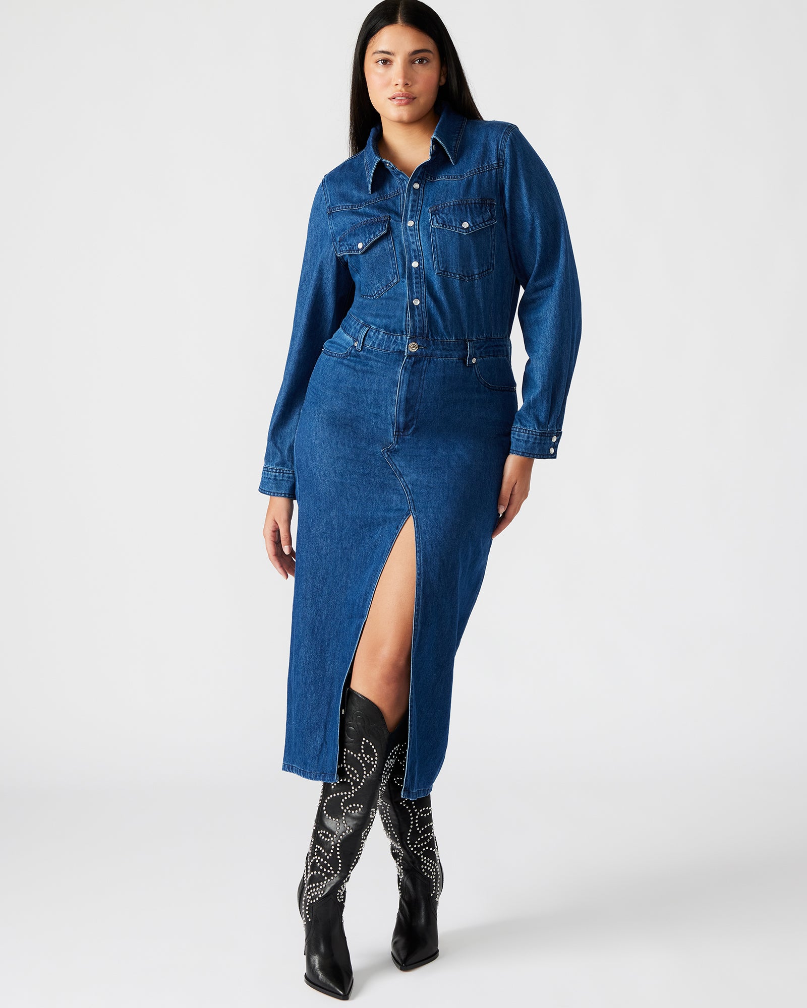 DAKODA DENIM DRESS-Cool A Warm