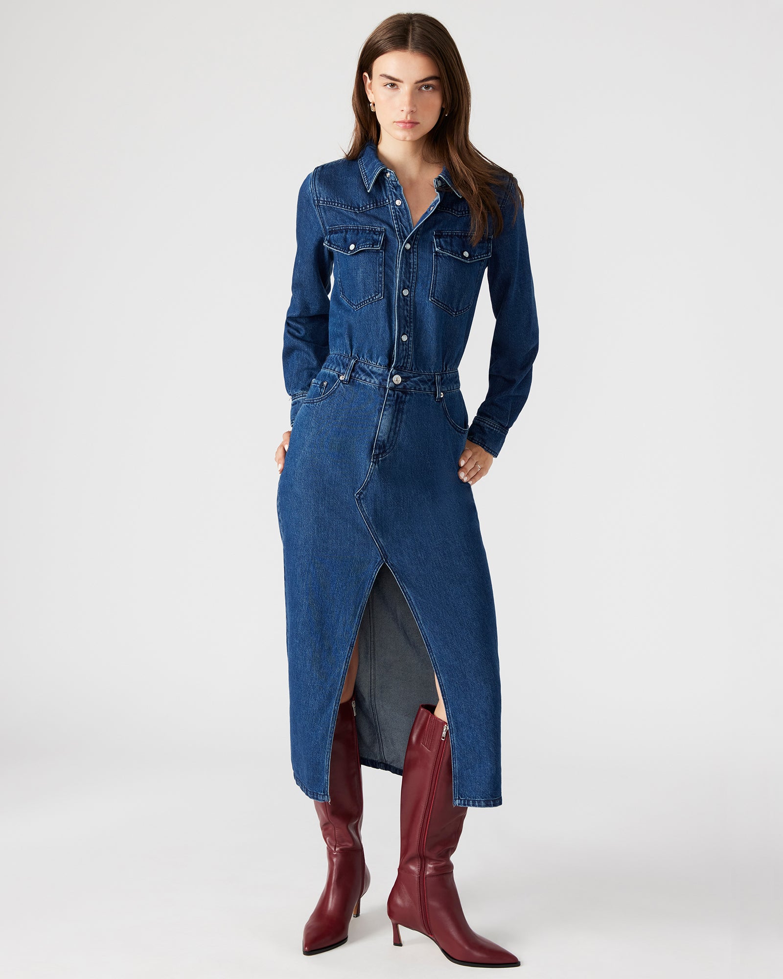 DAKODA DENIM DRESS-Cool A Warm