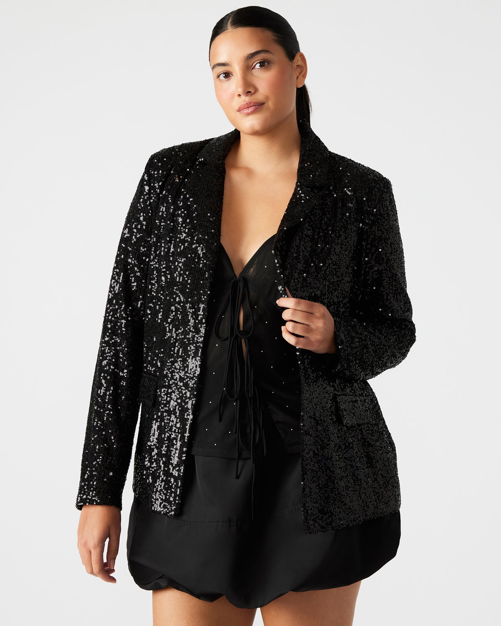 PAYTON SEQUIN BLAZER BLACK-Cool A Warm