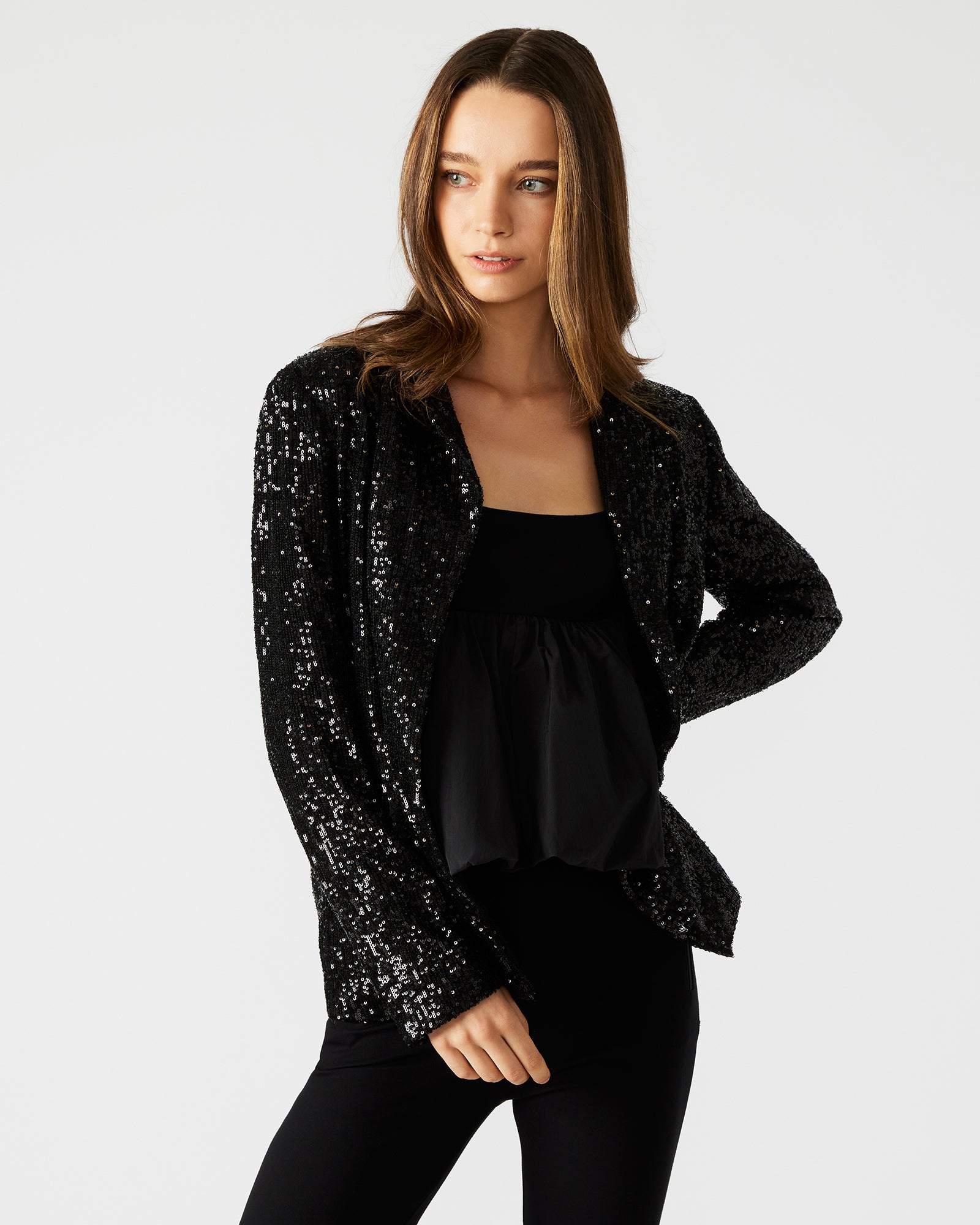 PAYTON SEQUIN BLAZER BLACK-Cool A Warm