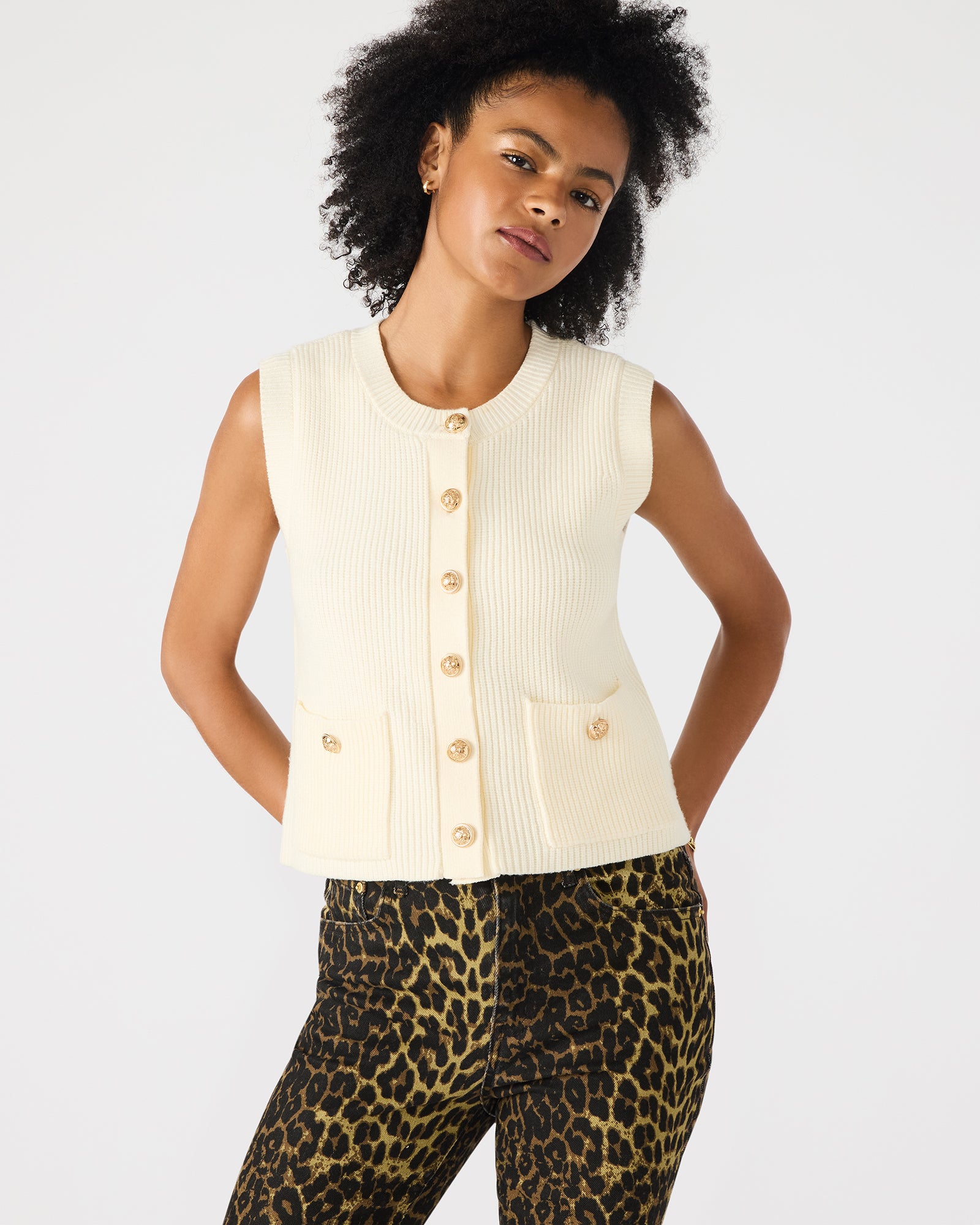 ALIYA SWEATER VEST CREAM-Cool A Warm
