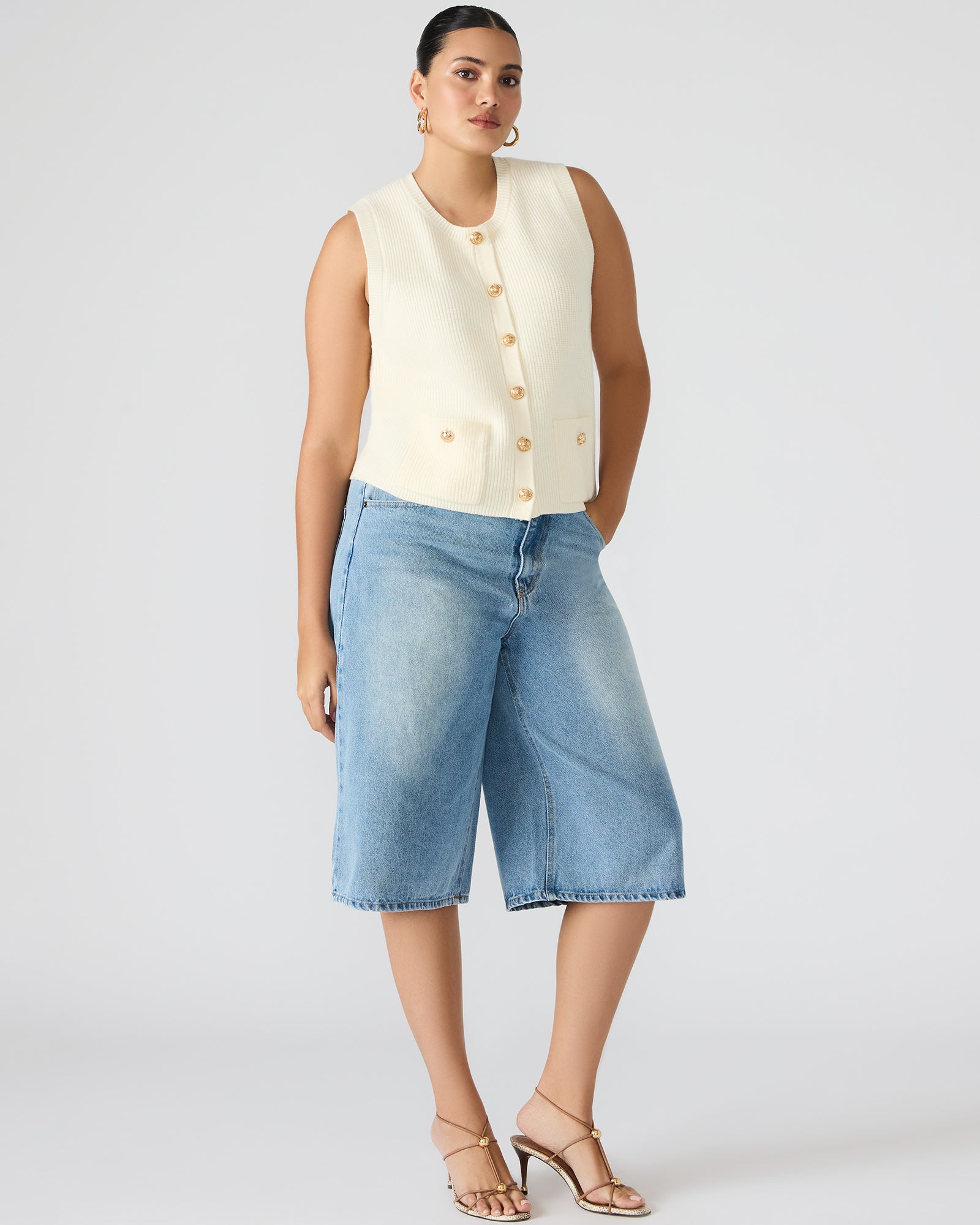 ALIYA SWEATER VEST CREAM-Cool A Warm