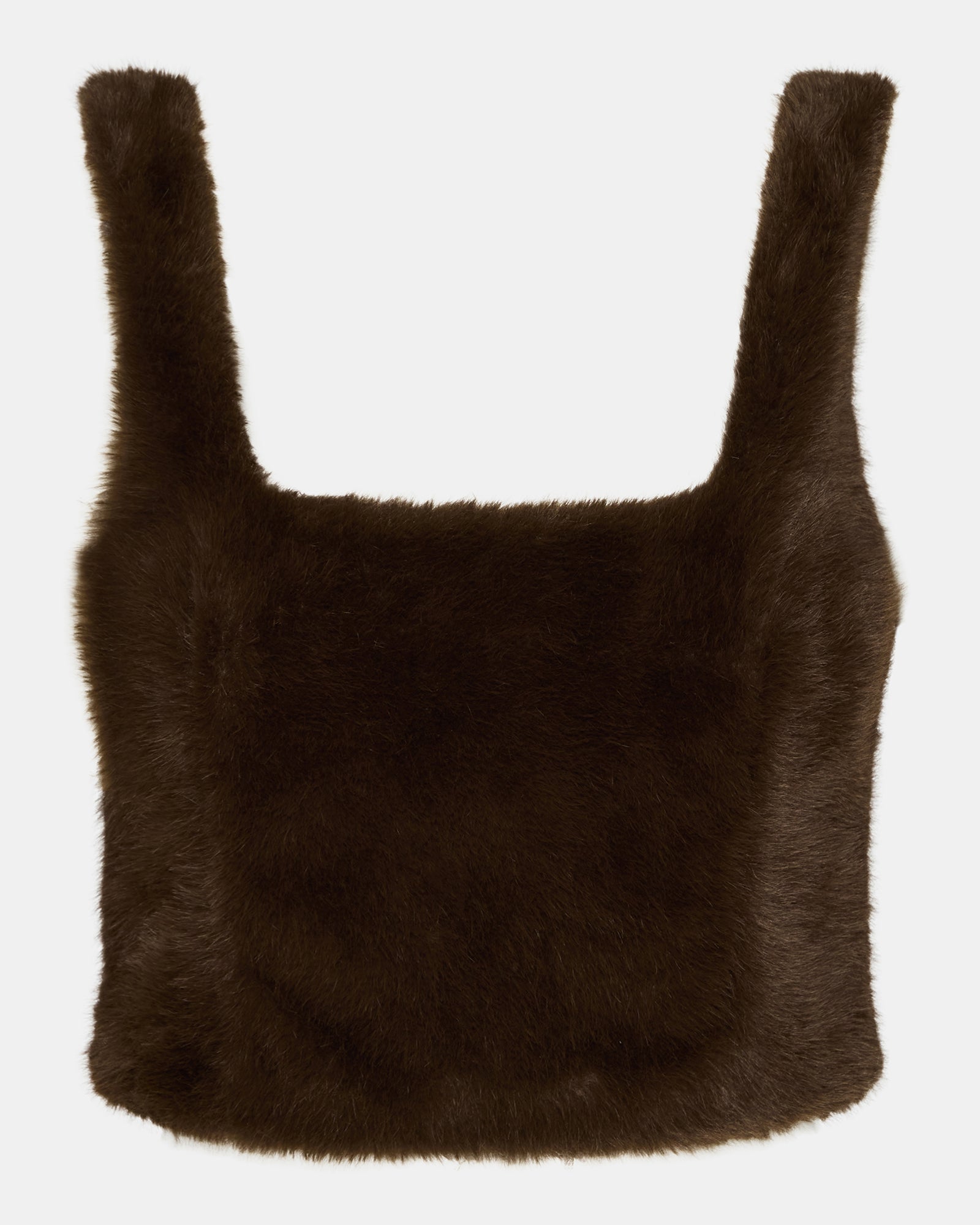 HANNIA FAUX FUR TOP DARK ESPRESSO-Cool A Warm