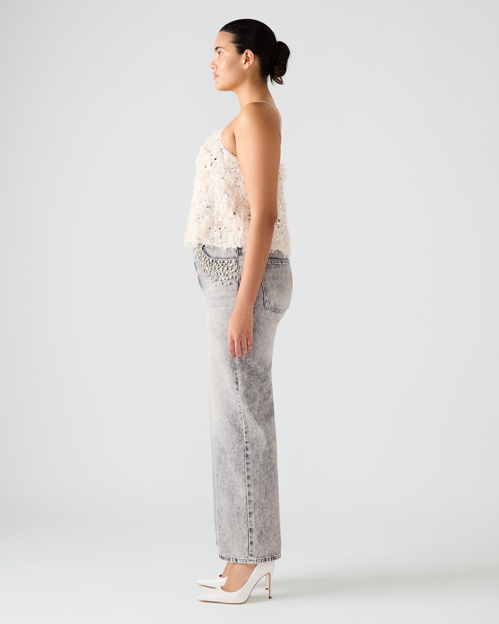 BLAKELYN FEATHER TOP IVORY-Cool A Warm