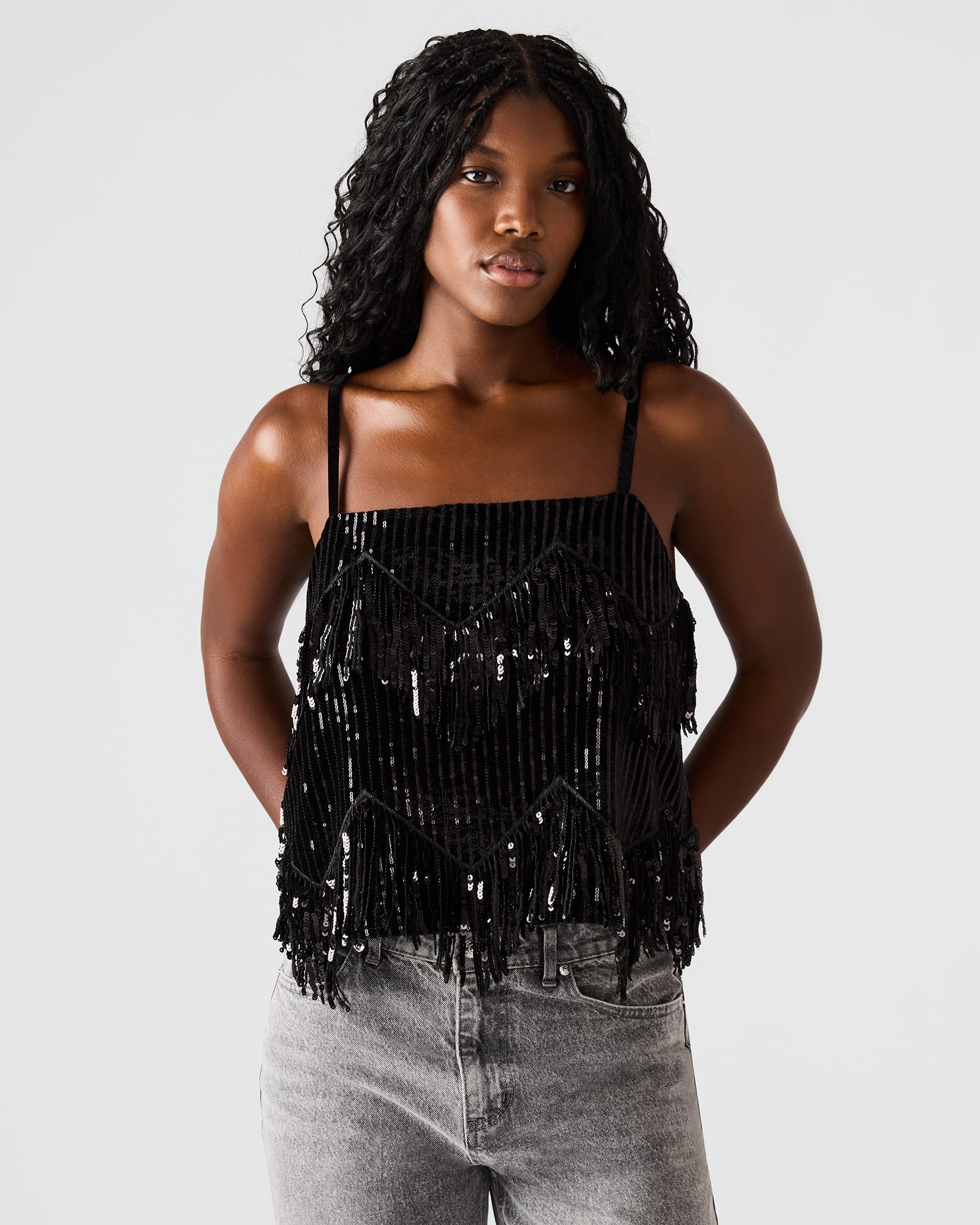 BLAKELYN SEQUIN TOP BLACK-Cool A Warm