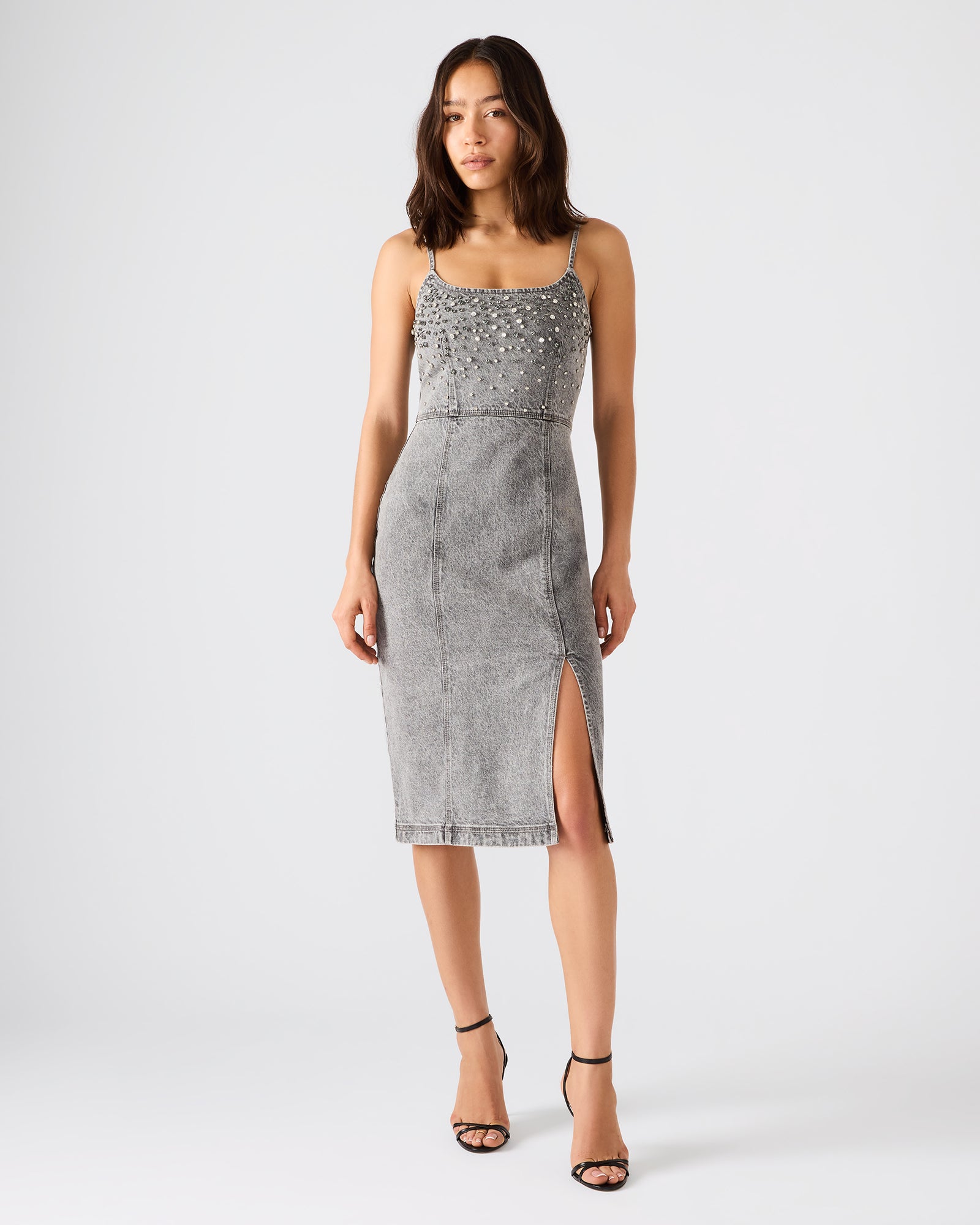 EMBELLISHED GISELLE DENIM DRESS FOG-Cool A Warm