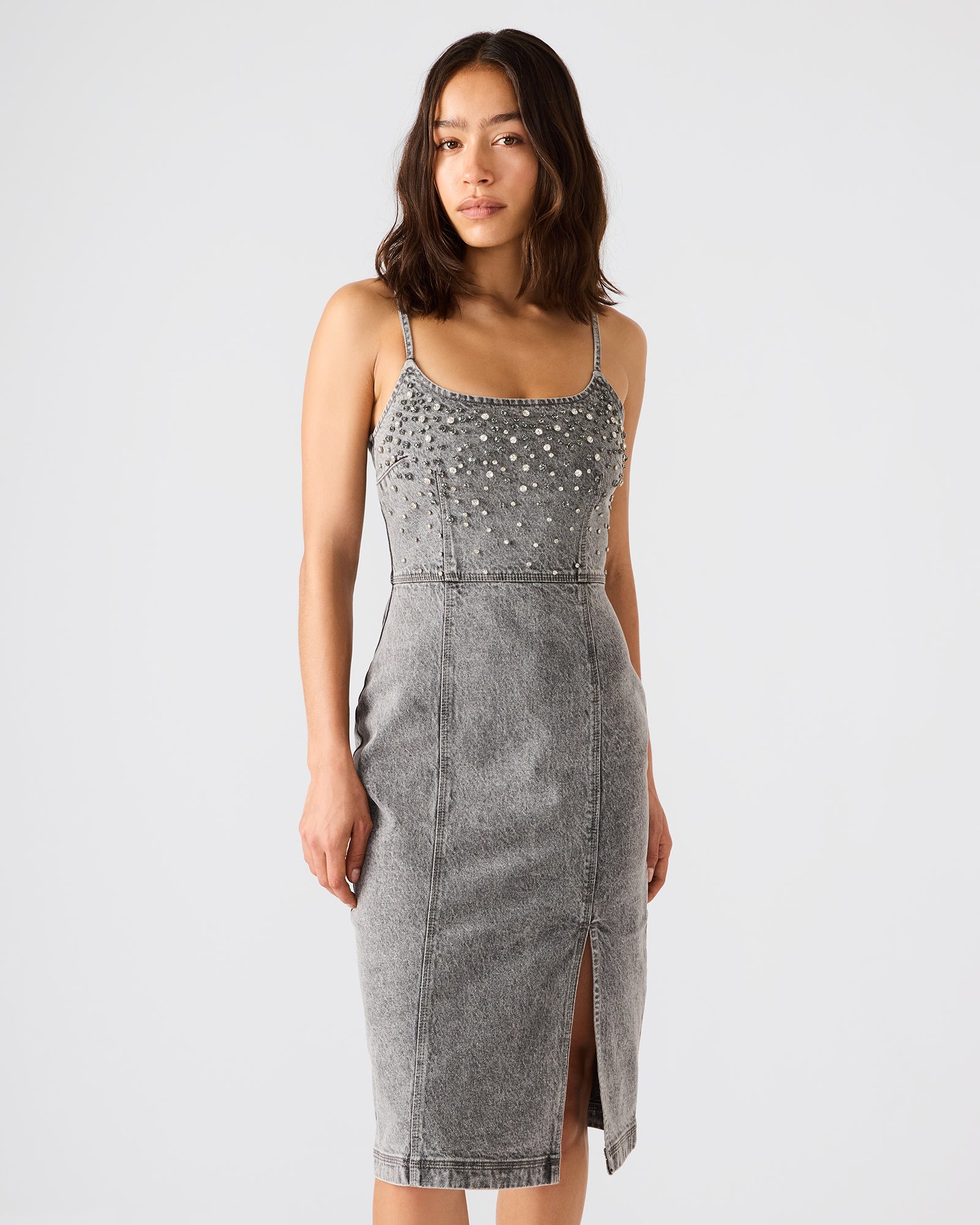 EMBELLISHED GISELLE DENIM DRESS FOG-Cool A Warm