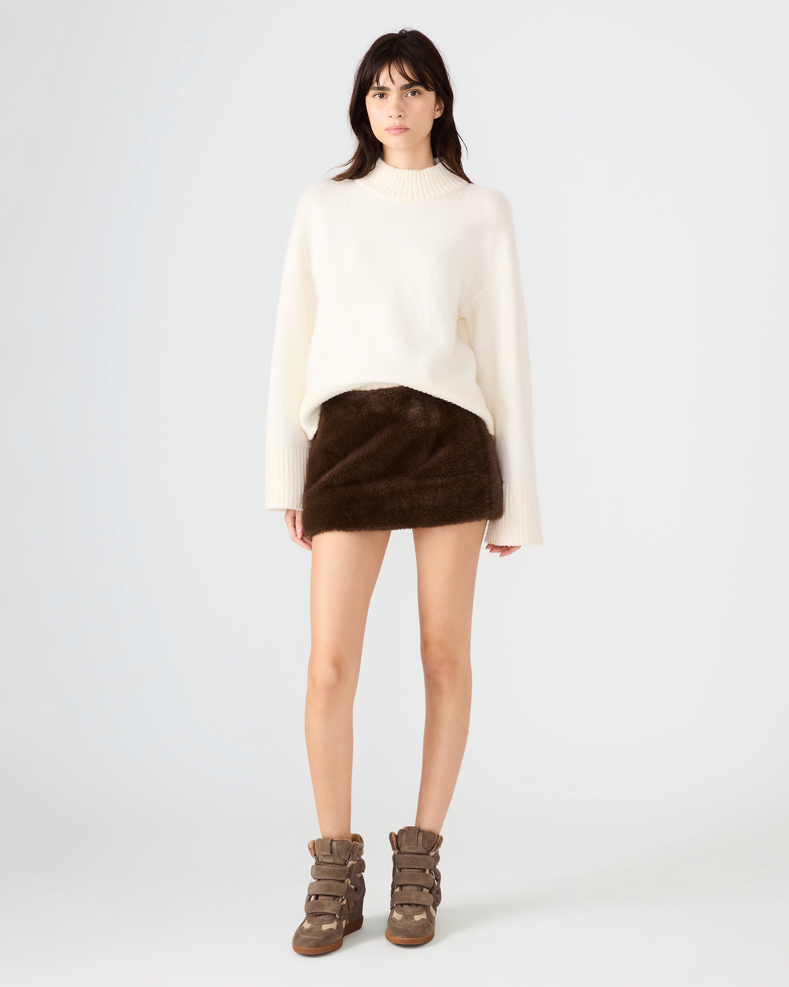 AVIVA FAUX FUR SKIRT DARK ESPRESSO-Cool A Warm