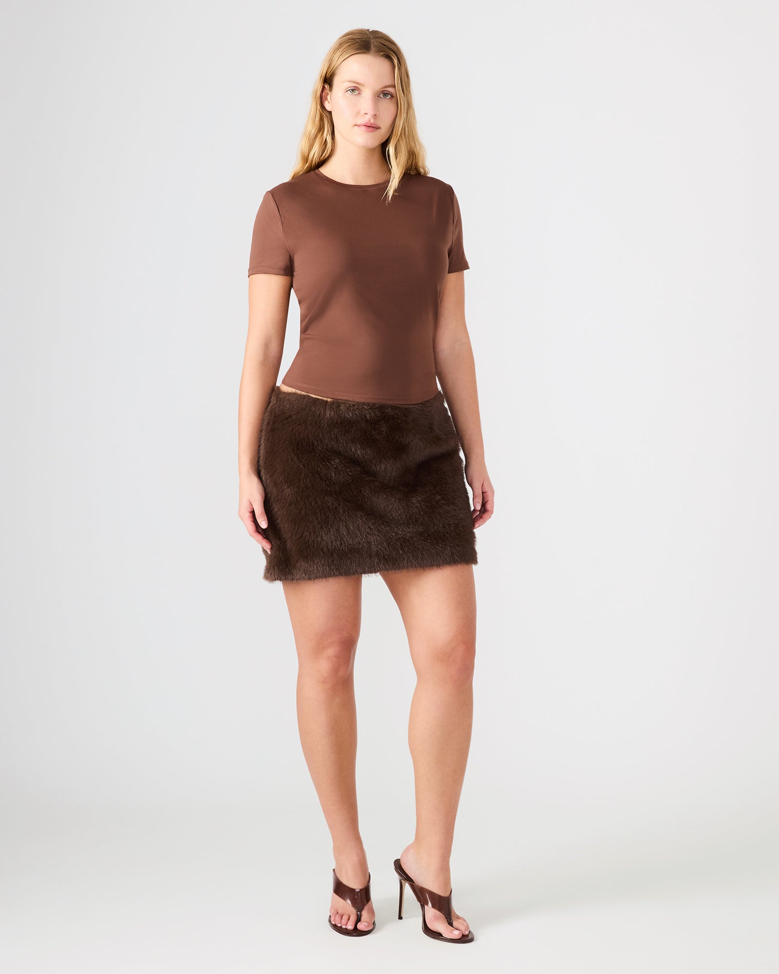AVIVA FAUX FUR SKIRT DARK ESPRESSO-Cool A Warm