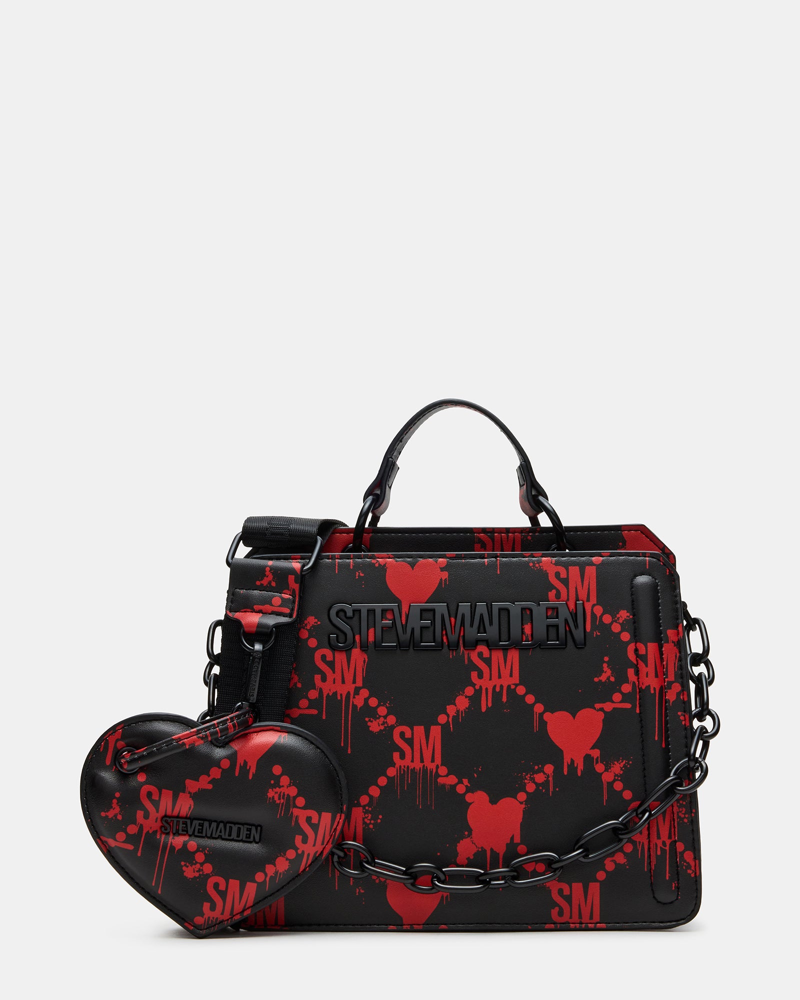 EVELYN BAG DRIPPY HEARTS BLACK/RED-Cool A Warm