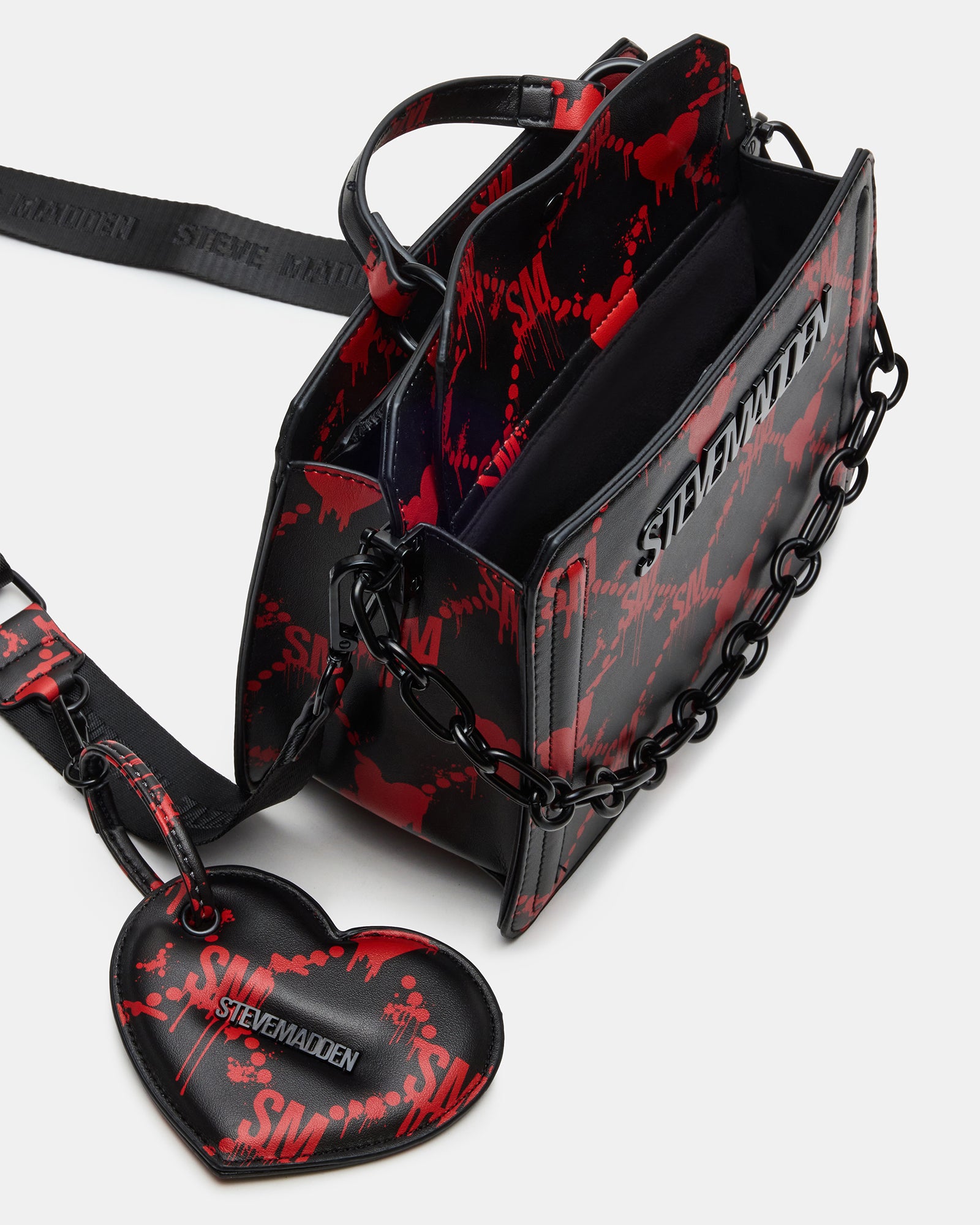 EVELYN BAG DRIPPY HEARTS BLACK/RED-Cool A Warm