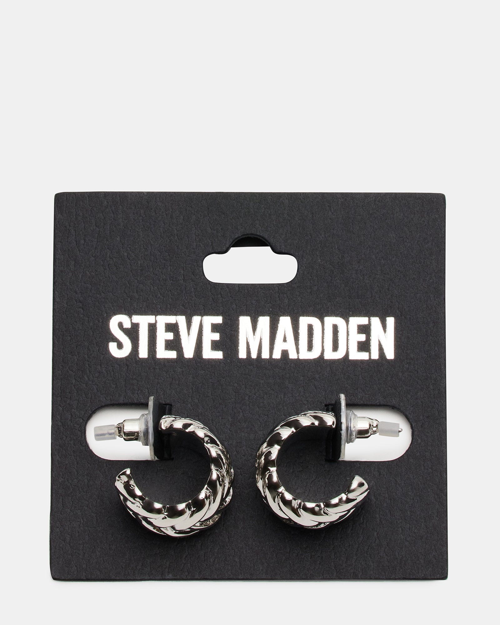WOVEN HUGGIE EARRINGS SILVER-Cool A Warm