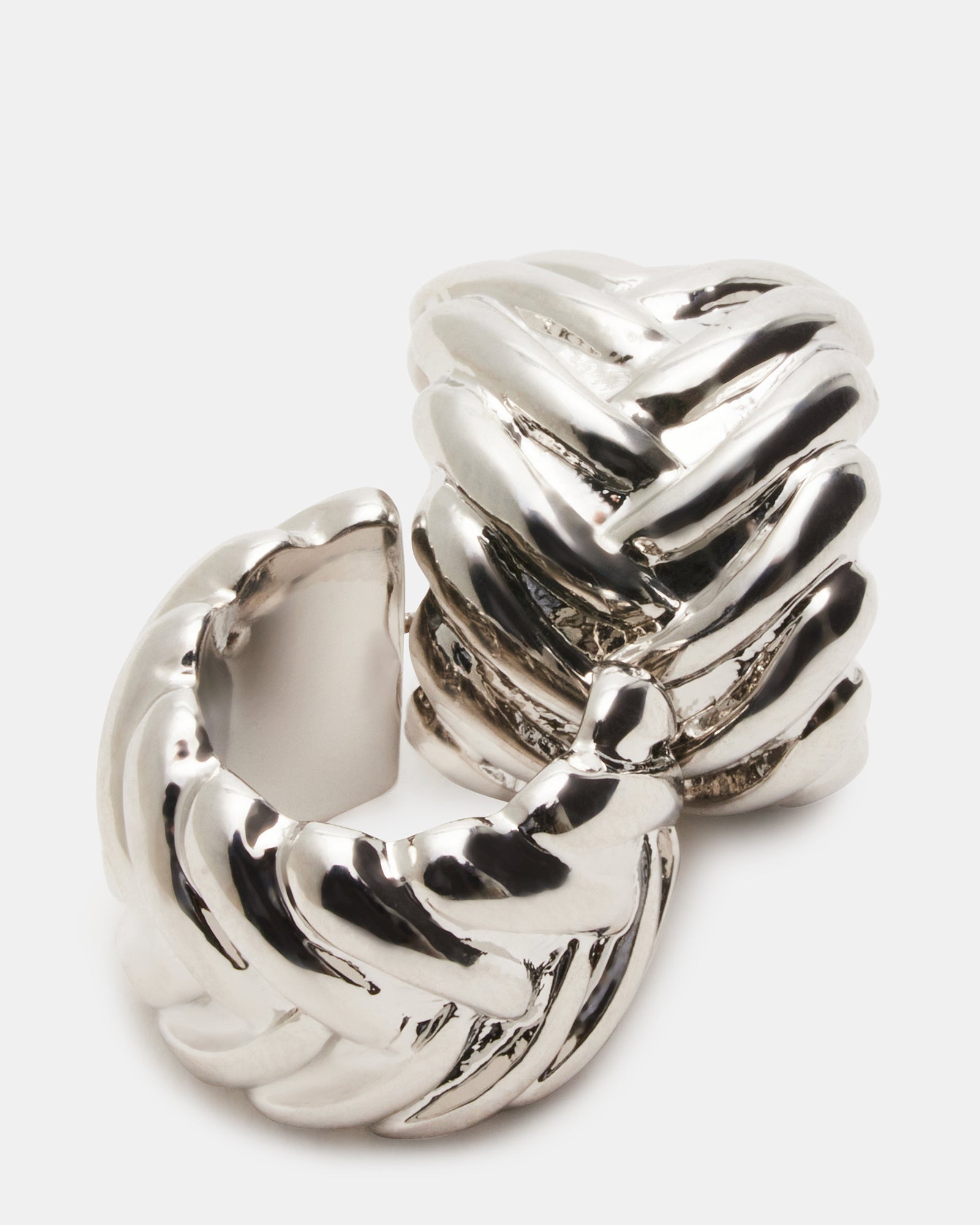 WOVEN HUGGIE EARRINGS SILVER-Cool A Warm