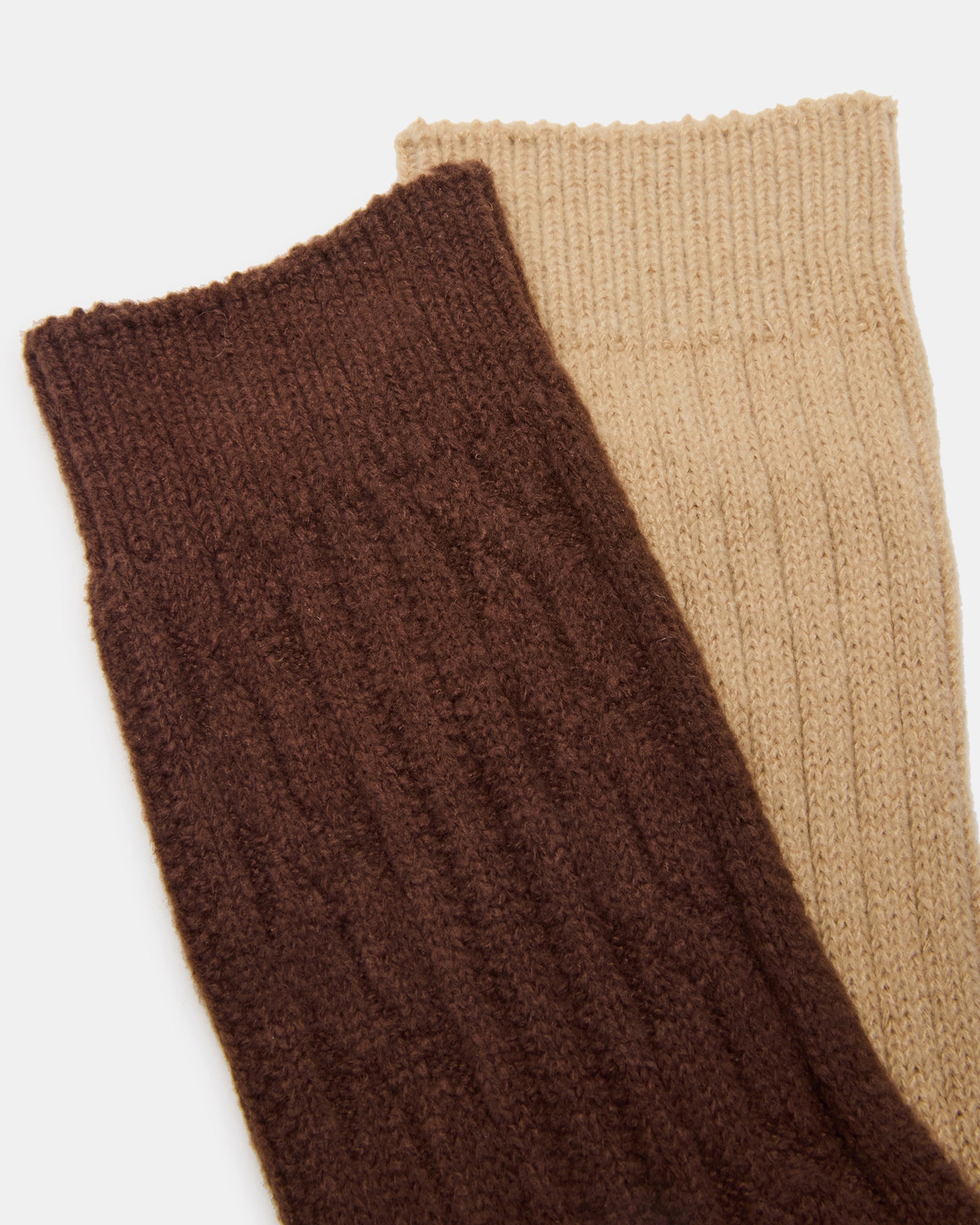 2 PACK CABLE TEXTURE BOOT SOCKS BROWN-Cool A Warm