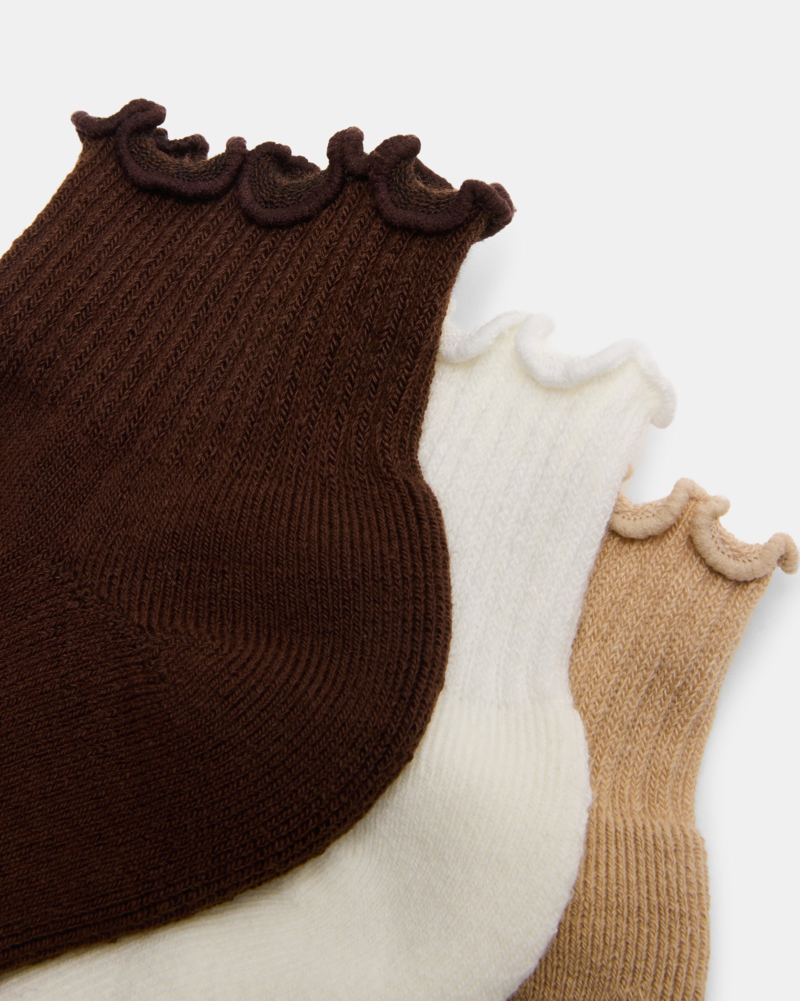 CHEER 3 PACK LETTUCE EDGE SOCKS BROWN-Cool A Warm