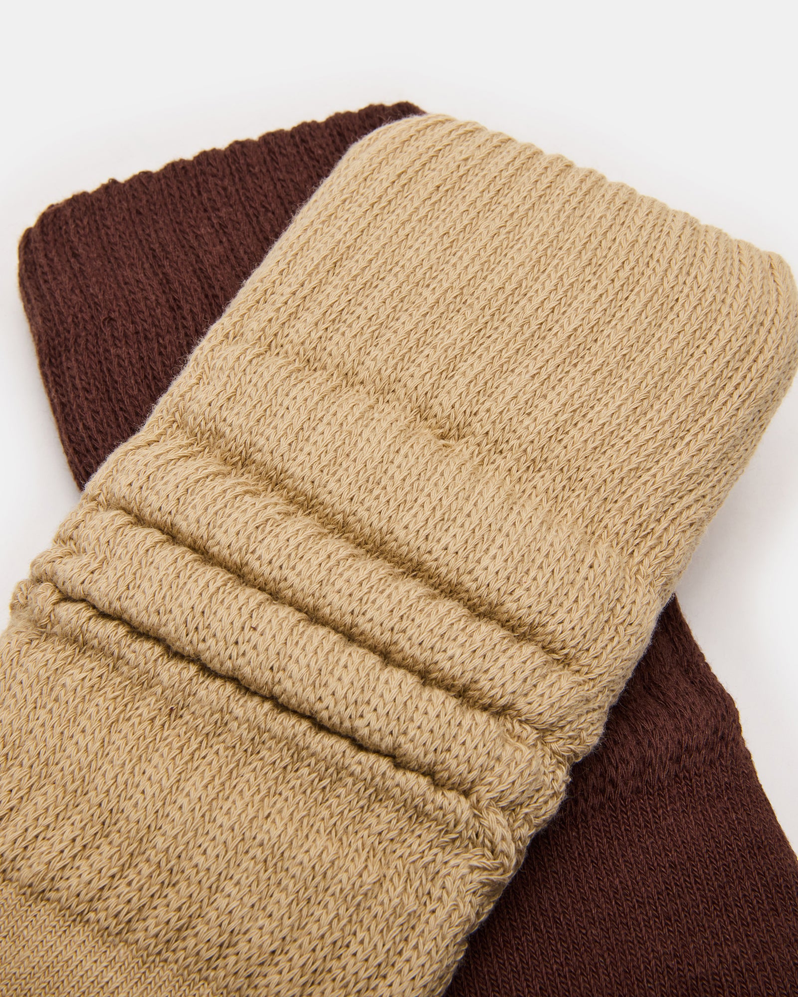 2 PACK RIB SLOUCH SOCKS TAN MULTI-Cool A Warm