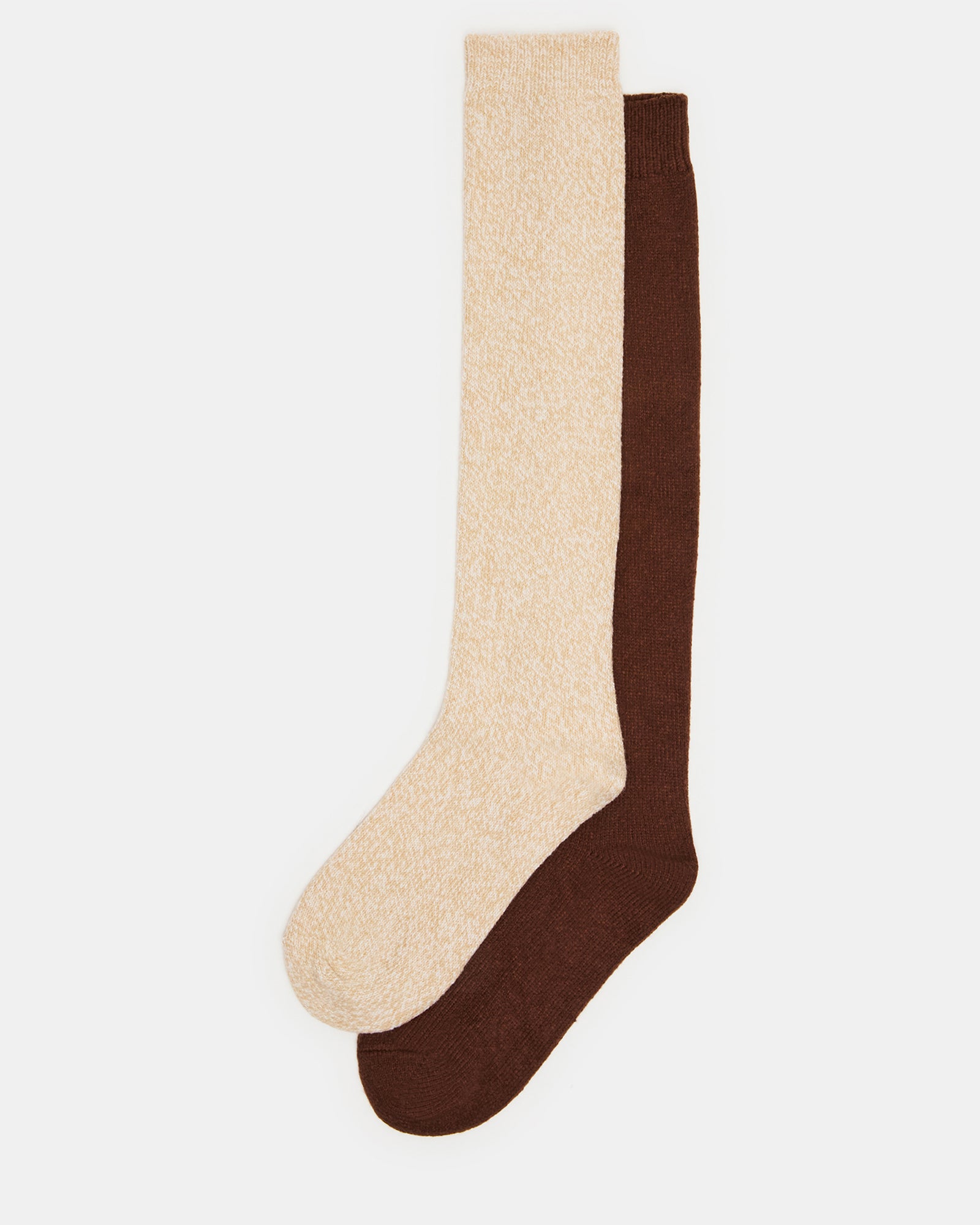 FALL 2 PACK MARLED KNEE HIGH SOCKS TAN-Cool A Warm