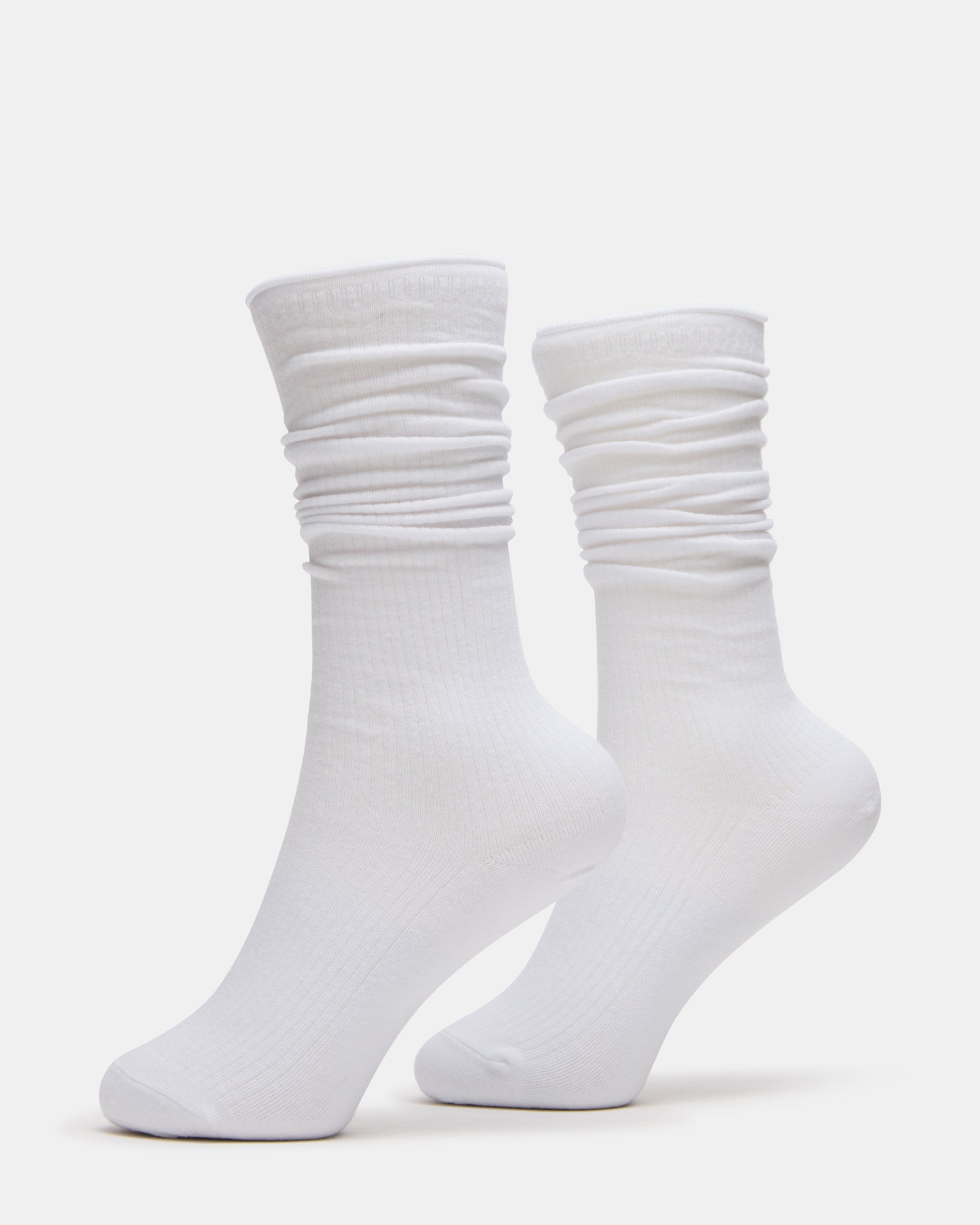 2 PACK RIB SLOUCH SOCKS WHITE-Cool A Warm